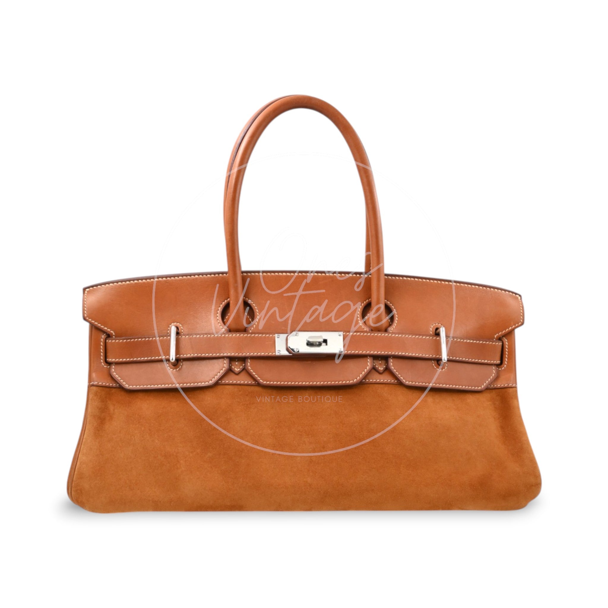 Hermes Birkin Shoulder Suede GHW Brown Square J