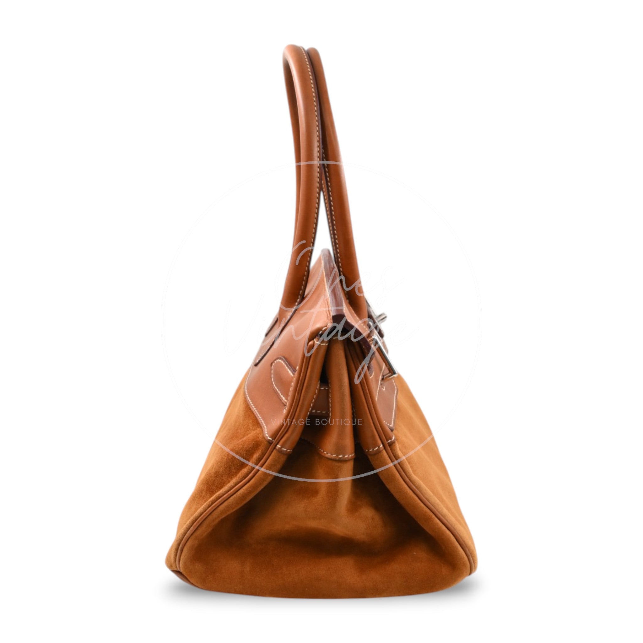 Hermes Birkin Shoulder Suede GHW Brown Square J