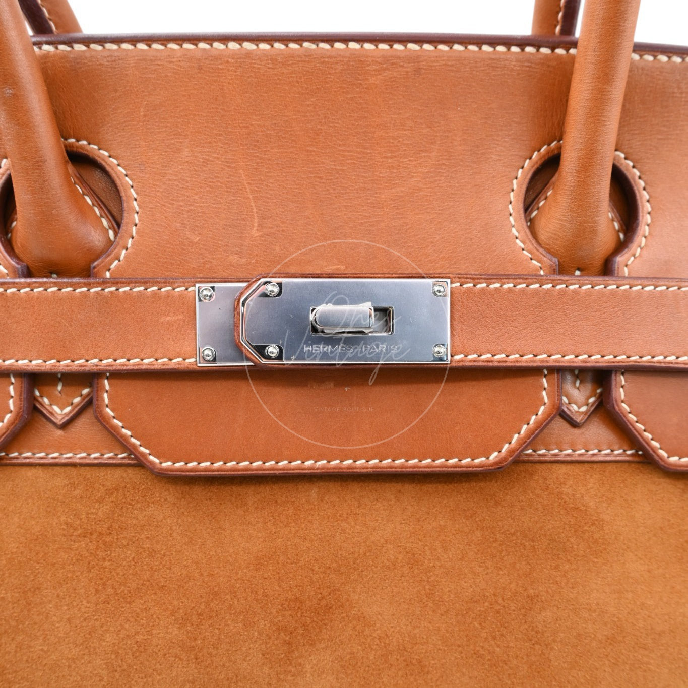 Hermes Birkin Shoulder Suede GHW Brown Square J
