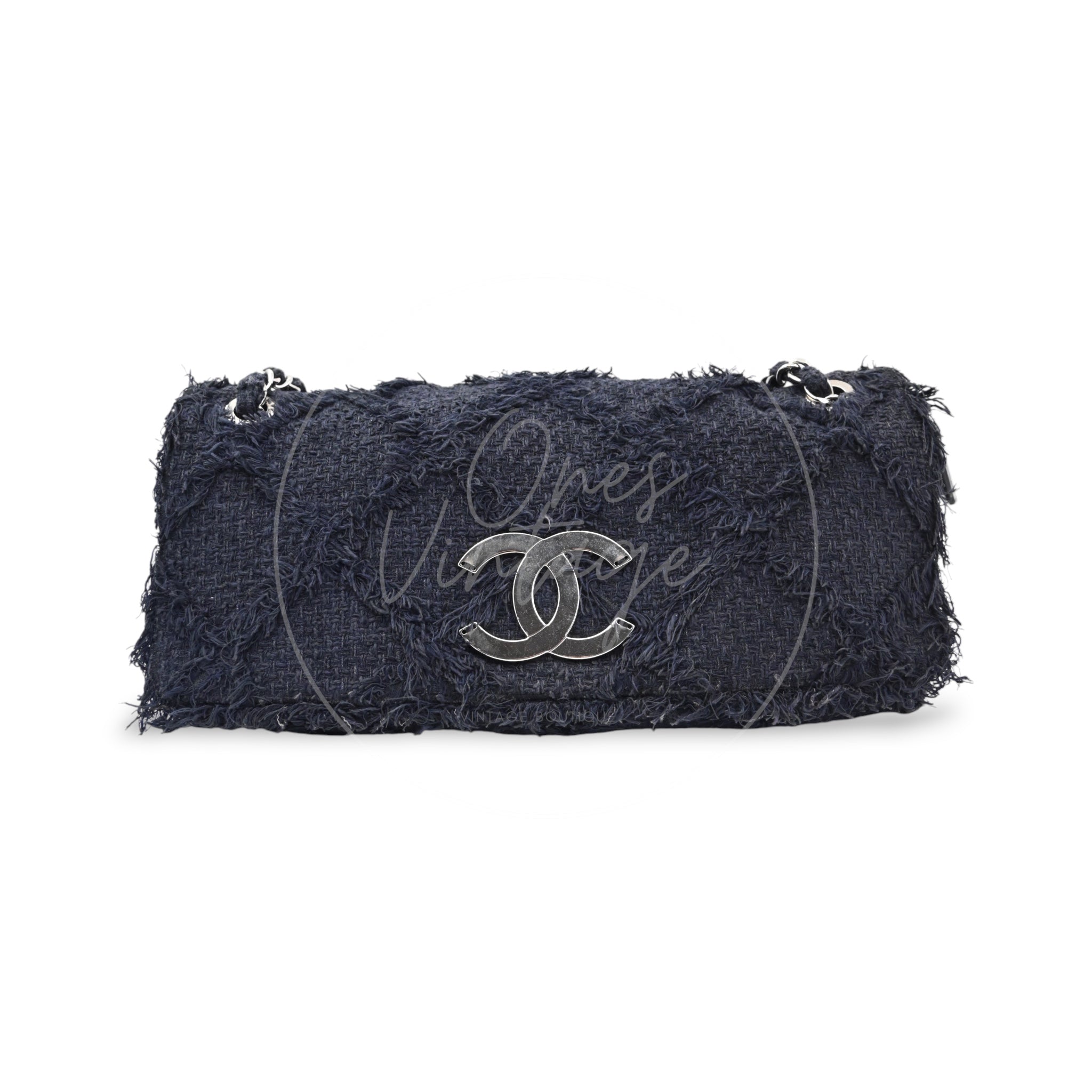 Chanel Tweed Fringe CC Flap Bag SHW Black Series 13