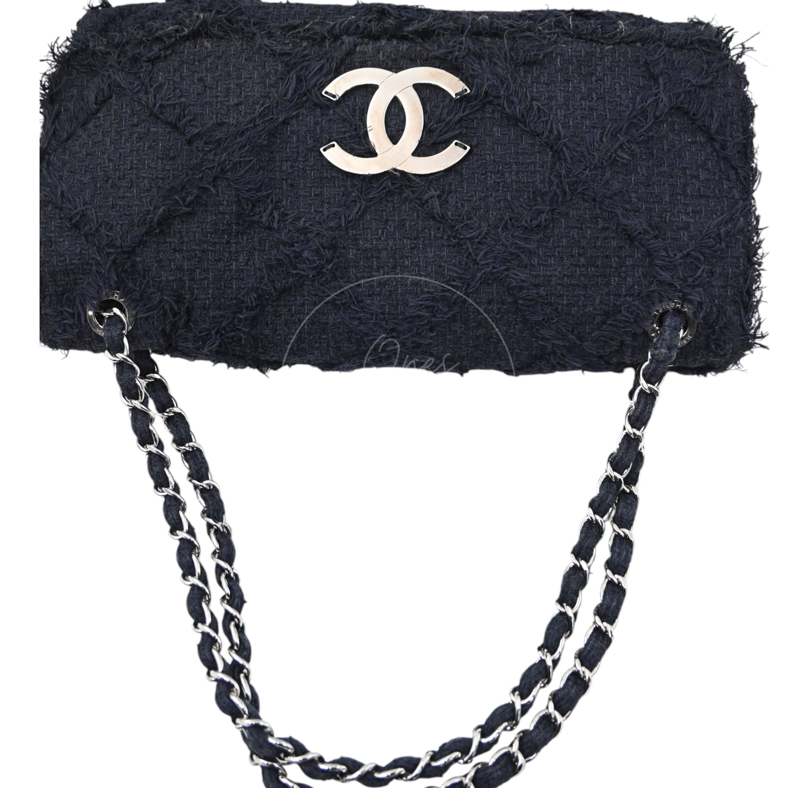 Chanel Tweed Fringe CC Flap Bag SHW Black Series 13