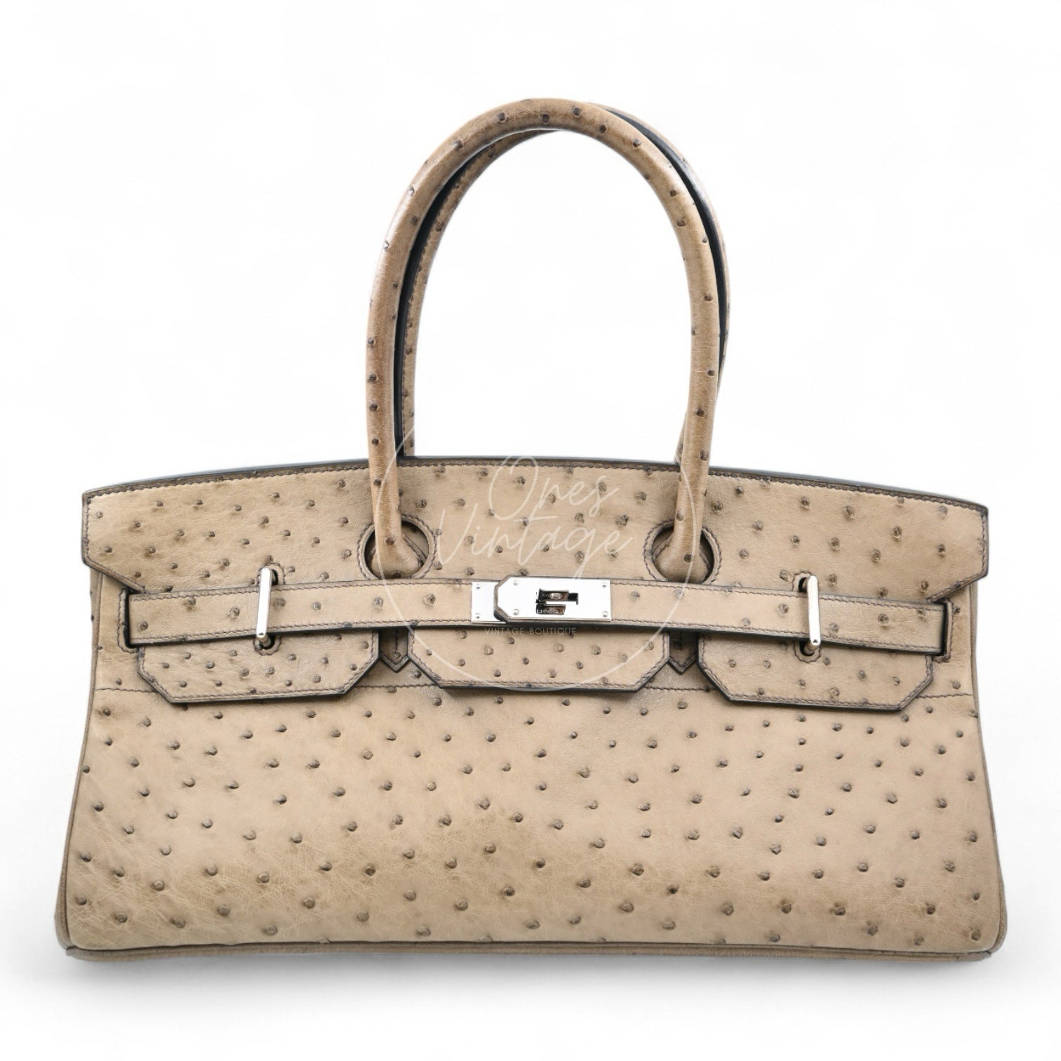 Hermes Birkin Shoulder Ostrich PHW Gris Tourterelle Square K