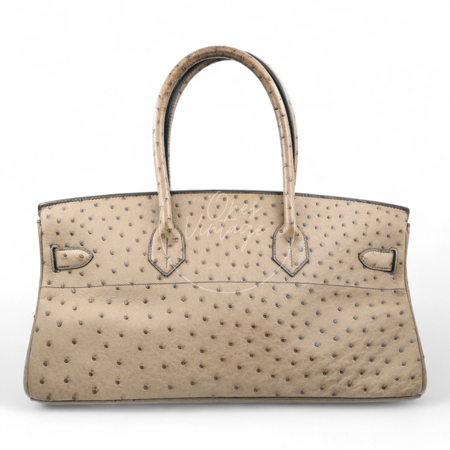 Hermes Birkin Shoulder Ostrich PHW Gris Tourterelle Square K