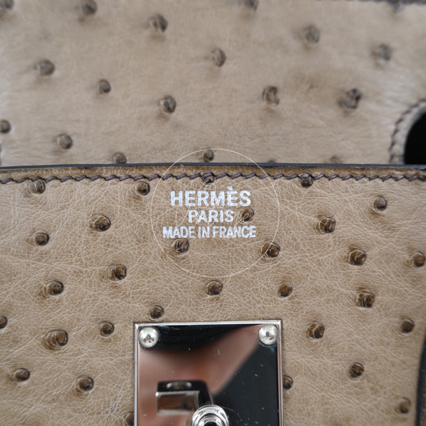 Hermes Birkin Shoulder Ostrich PHW Gris Tourterelle Square K