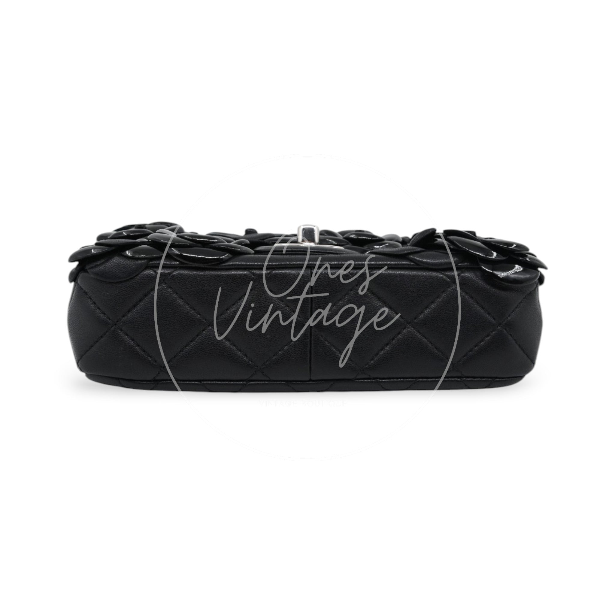 Chanel Mini Camellia Flap Bag SHW Black Series 22