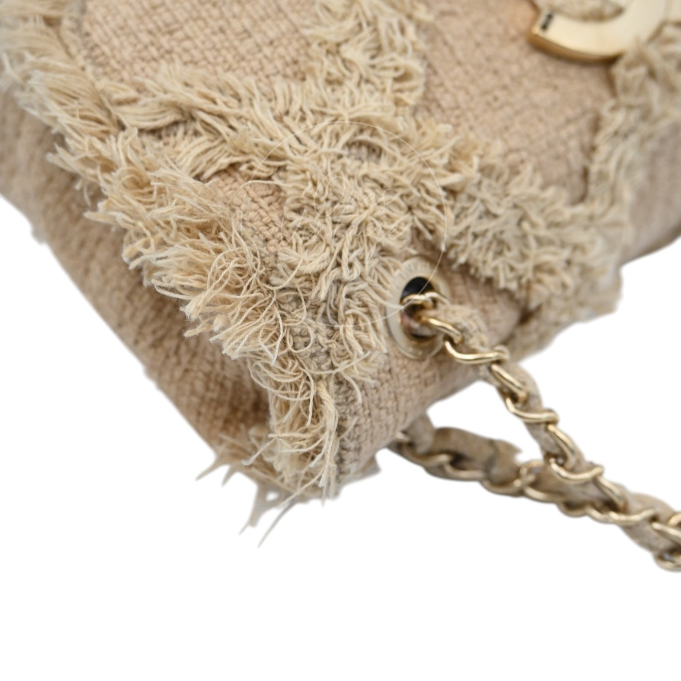 Chanel Tweed Fringe Natural Flap Bag GHW Beige Series 13