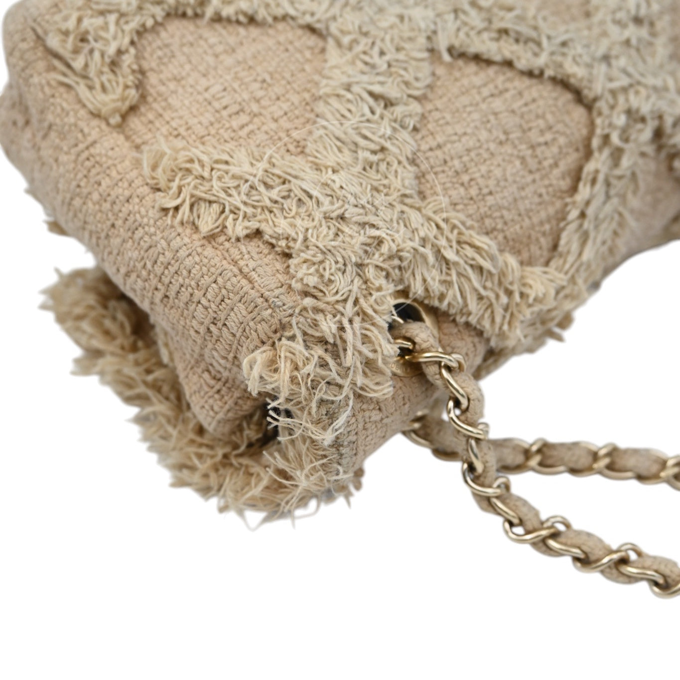 Chanel Tweed Fringe Natural Flap Bag GHW Beige Series 13