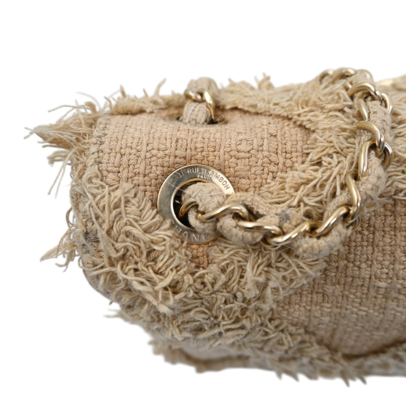 Chanel Tweed Fringe Natural Flap Bag GHW Beige Series 13