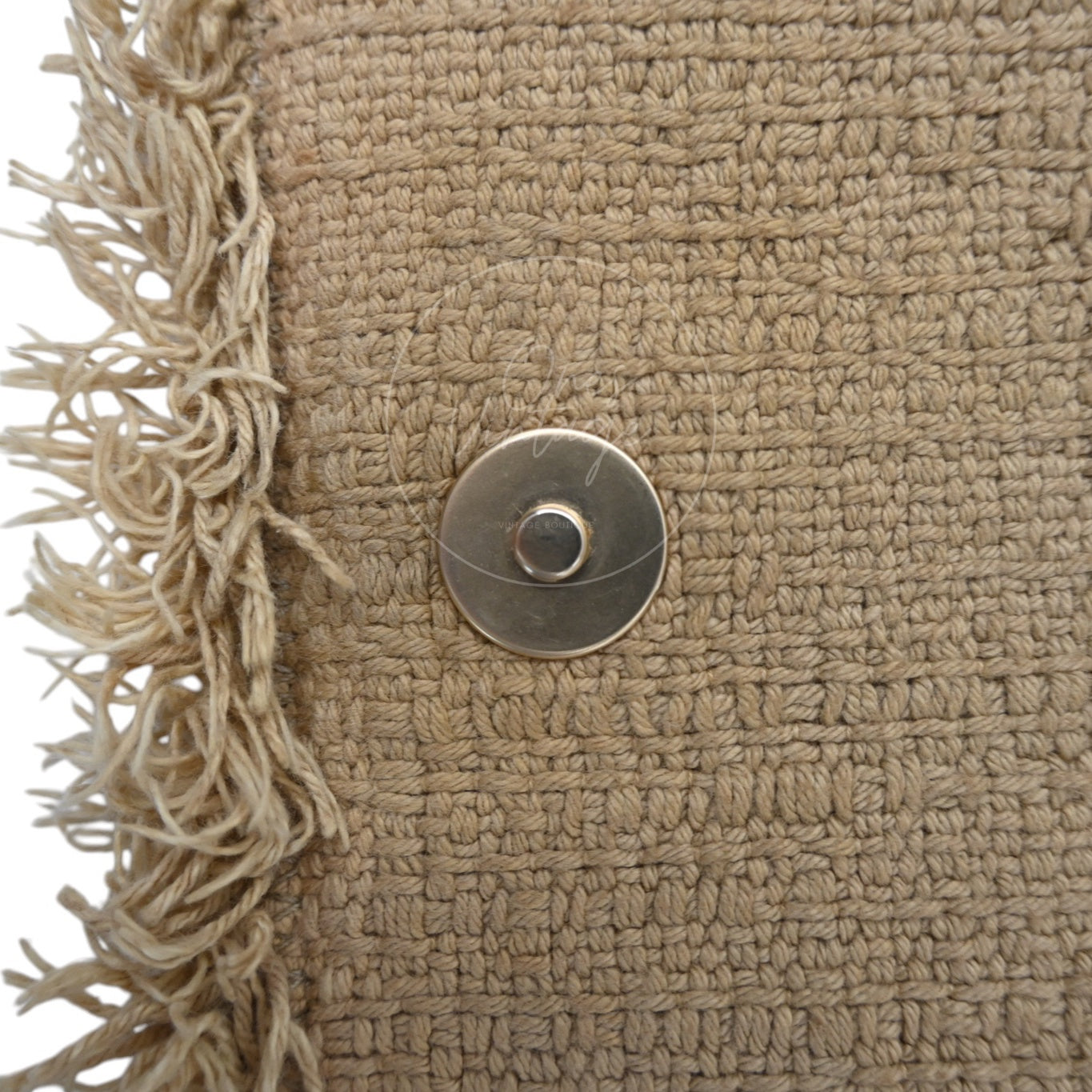 Chanel Tweed Fringe Natural Flap Bag GHW Beige Series 13
