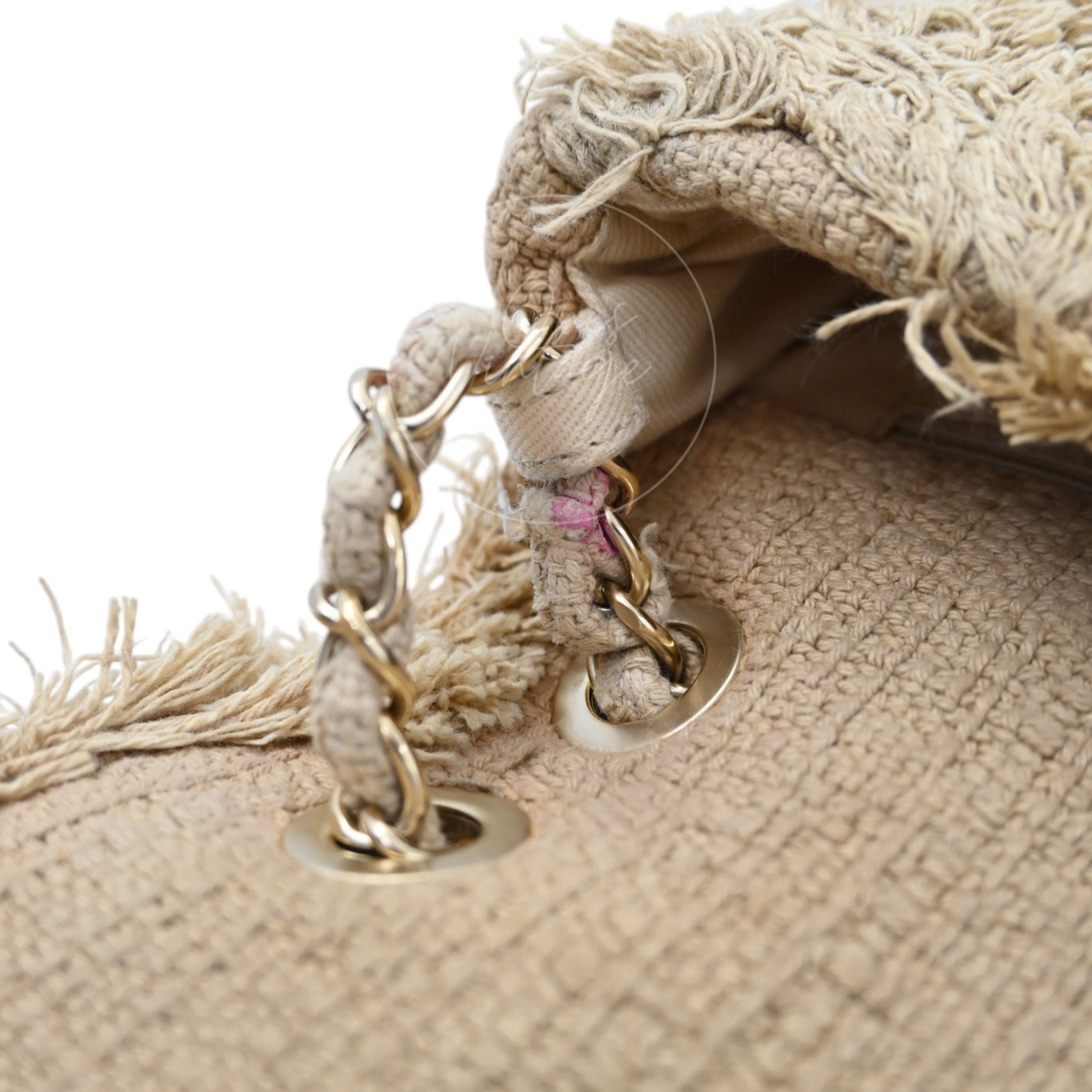 Chanel Tweed Fringe Natural Flap Bag GHW Beige Series 13