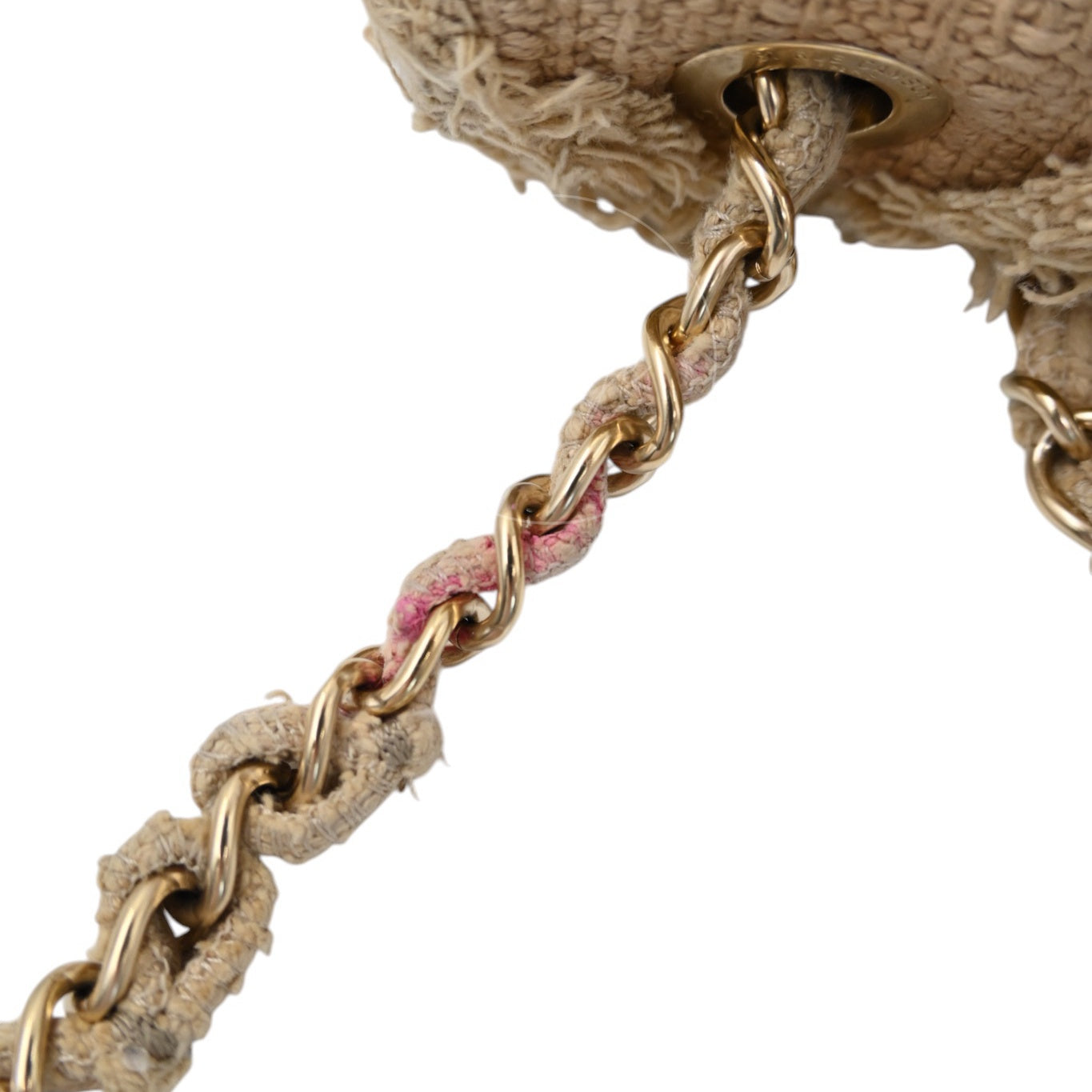 Chanel Tweed Fringe Natural Flap Bag GHW Beige Series 13