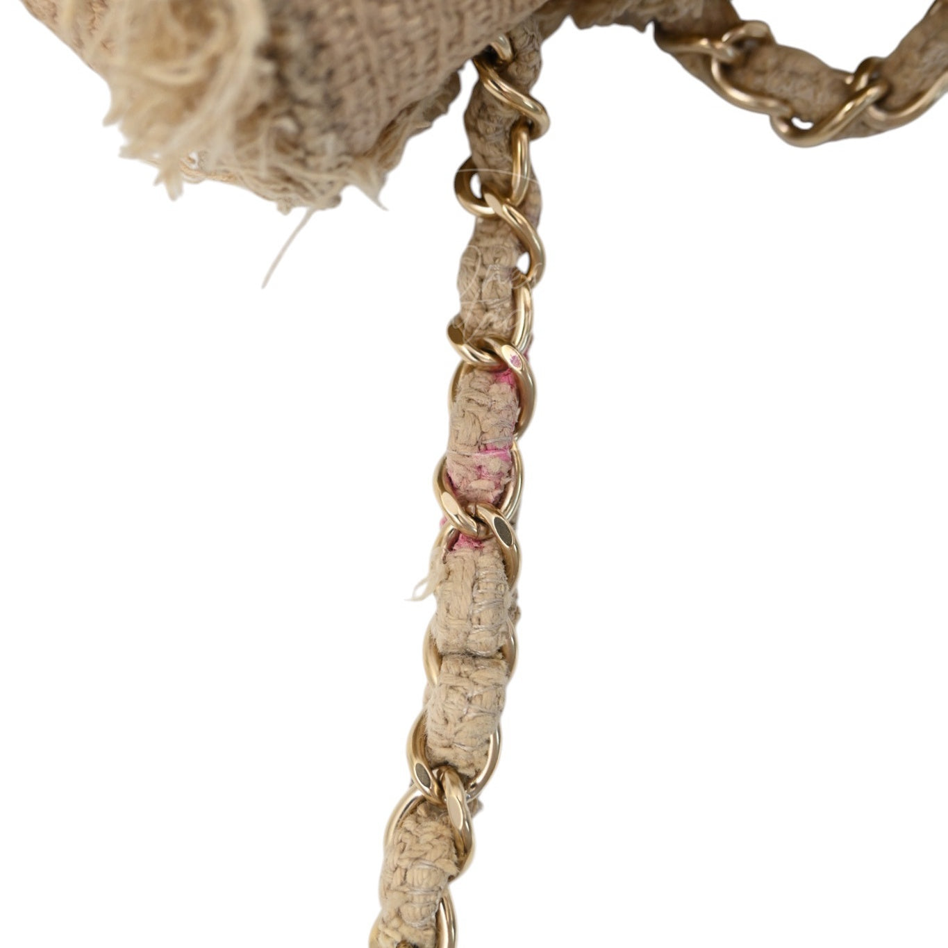 Chanel Tweed Fringe Natural Flap Bag GHW Beige Series 13