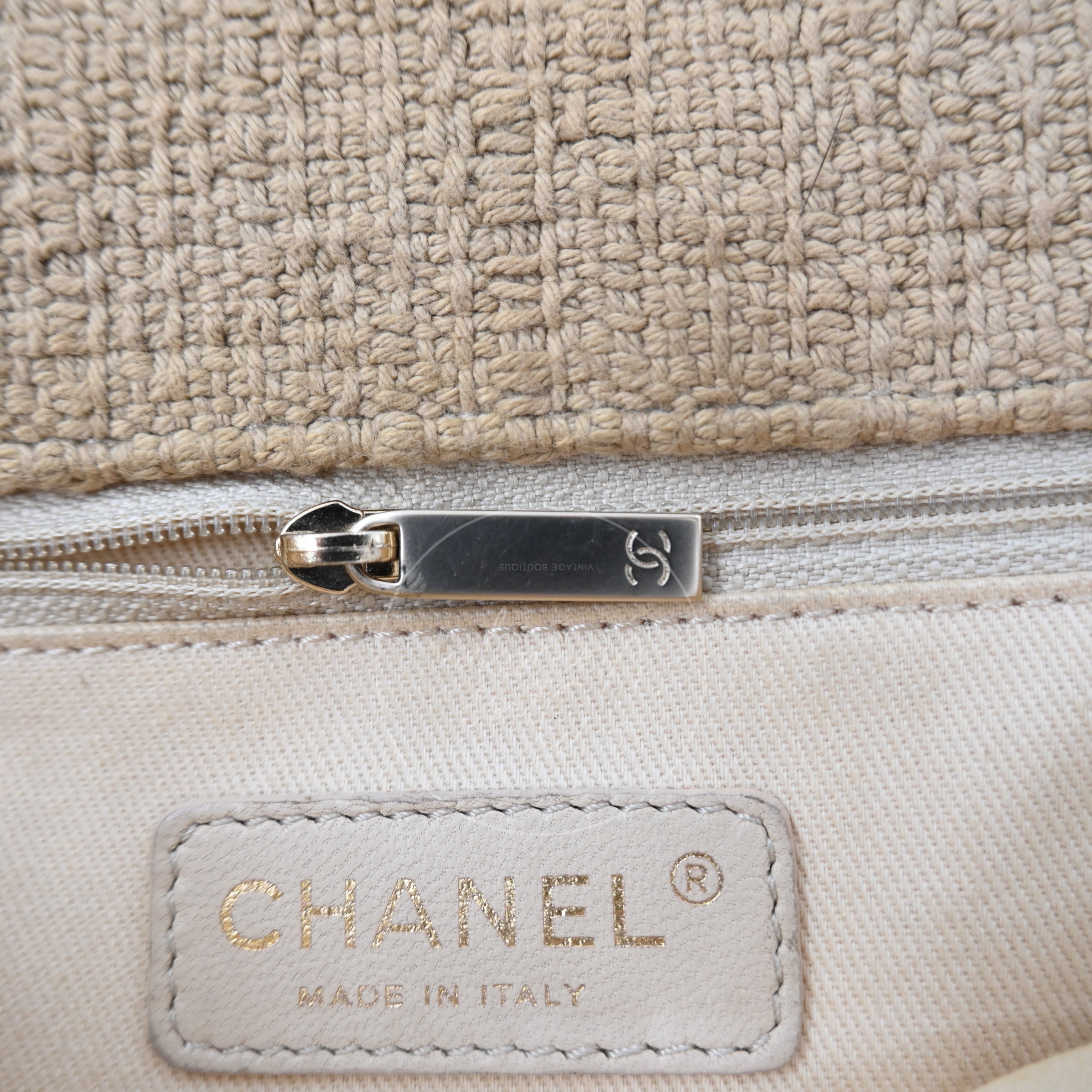 Chanel Tweed Fringe Natural Flap Bag GHW Beige Series 13