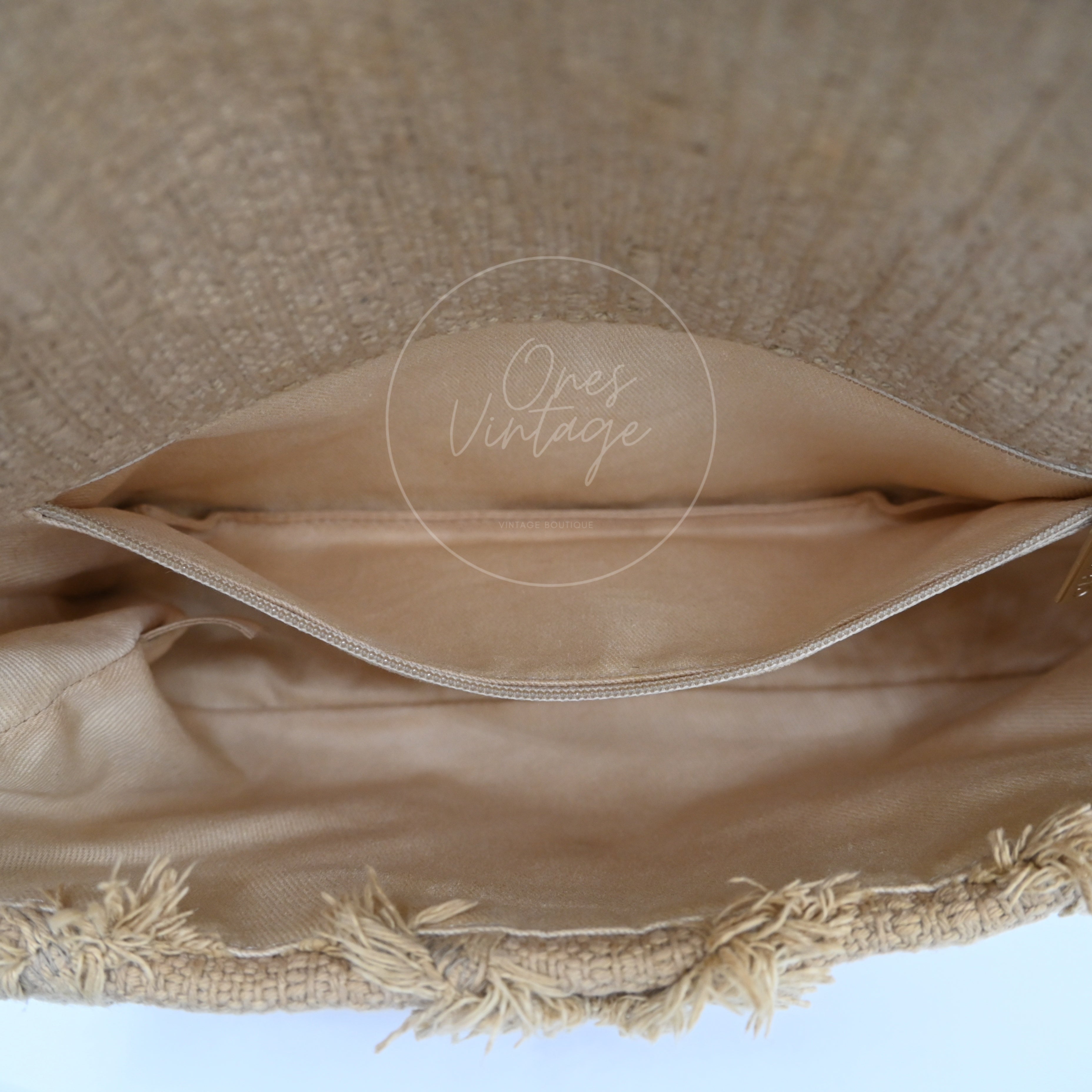 Chanel Tweed Fringe Natural Flap Bag GHW Beige Series 13