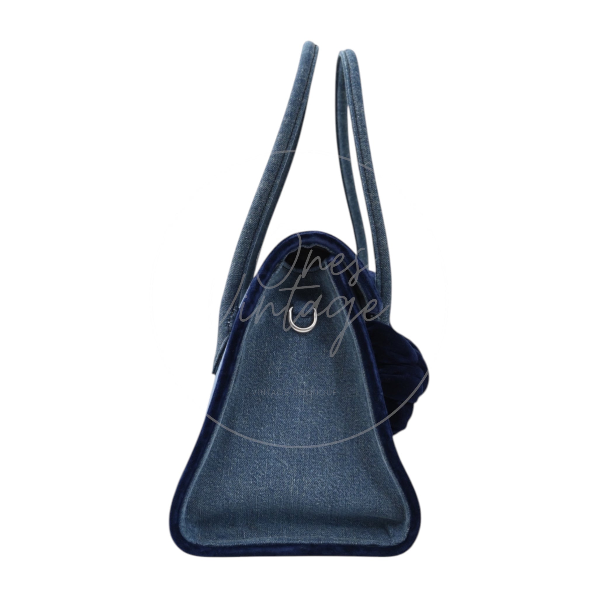 Miu Miu Denim and Velvet Blue Top handle Shoulder Bag SHW Denim Blue