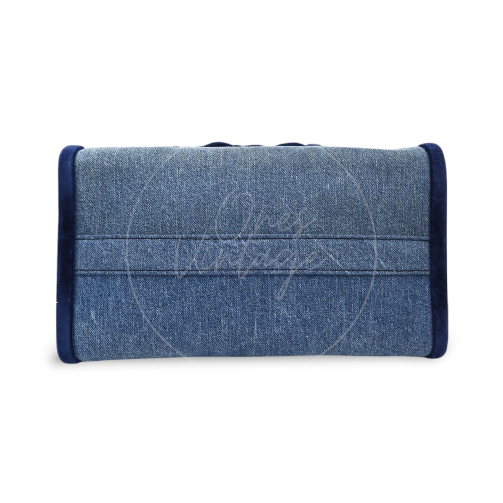 Miu Miu Denim and Velvet Blue Top handle Shoulder Bag SHW Denim Blue