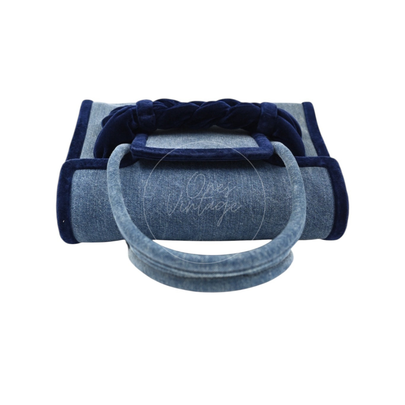 Miu Miu Denim and Velvet Blue Top handle Shoulder Bag SHW Denim Blue