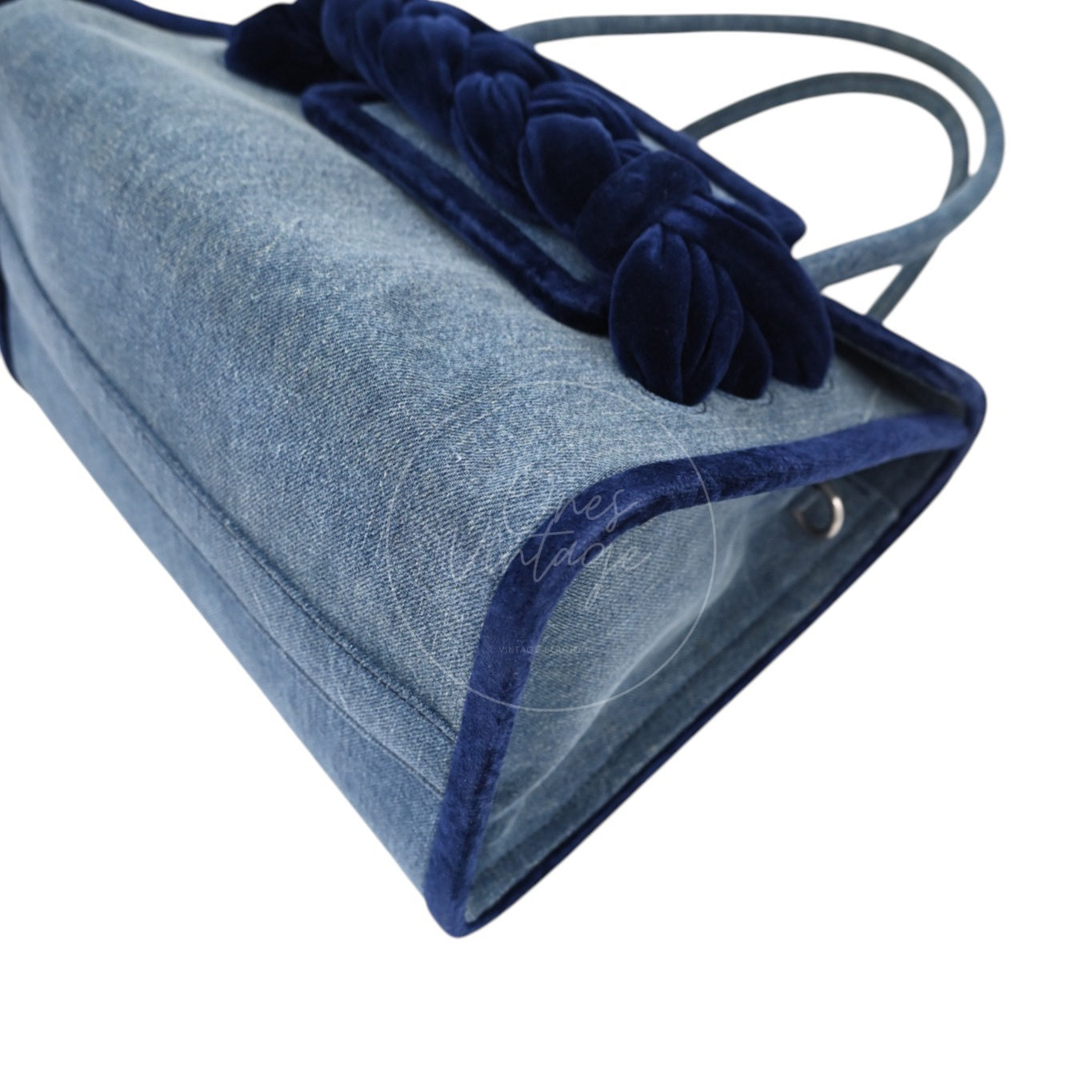 Miu Miu Denim and Velvet Blue Top handle Shoulder Bag SHW Denim Blue