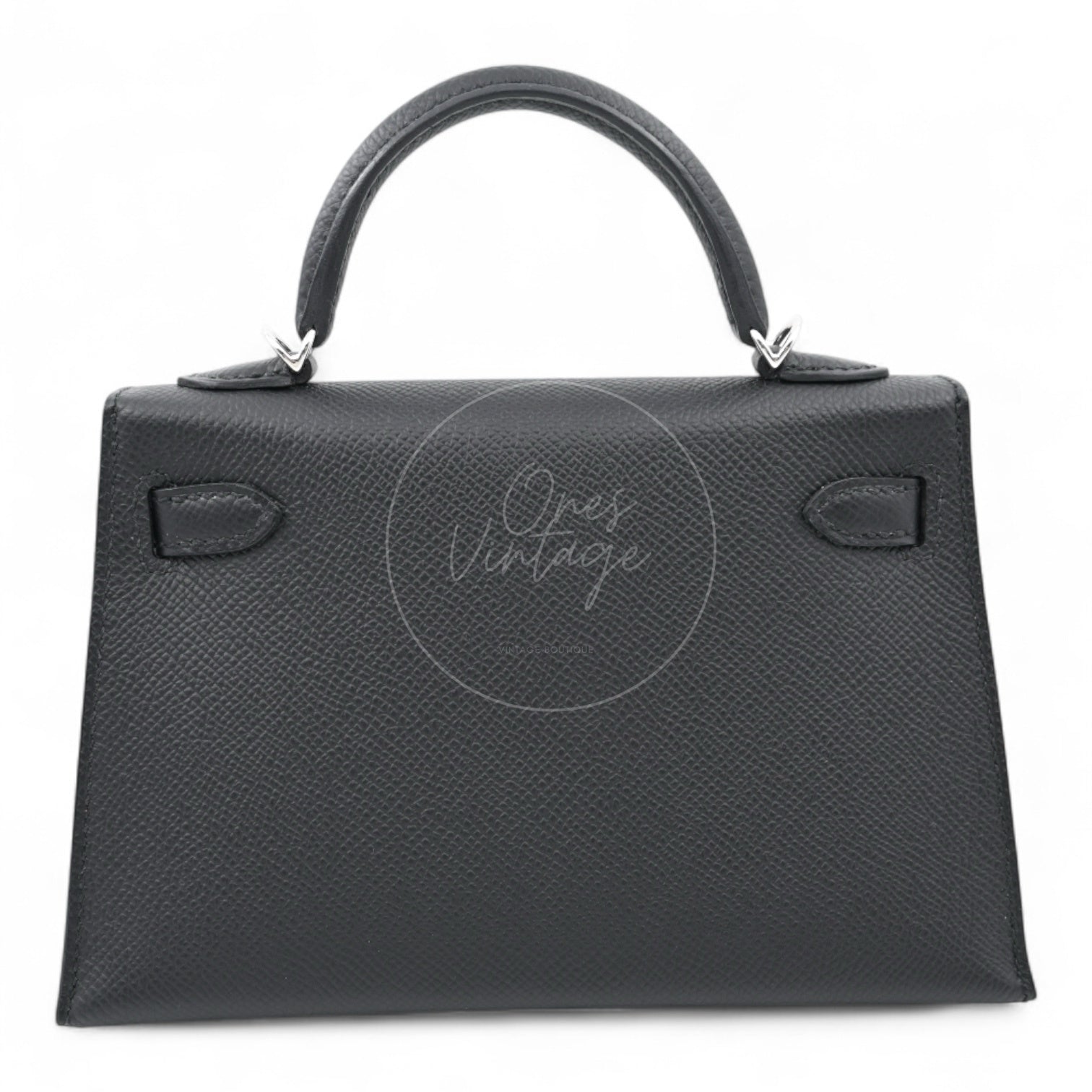 Hermes Mini Kelly Handbag PHW Black Stamp W