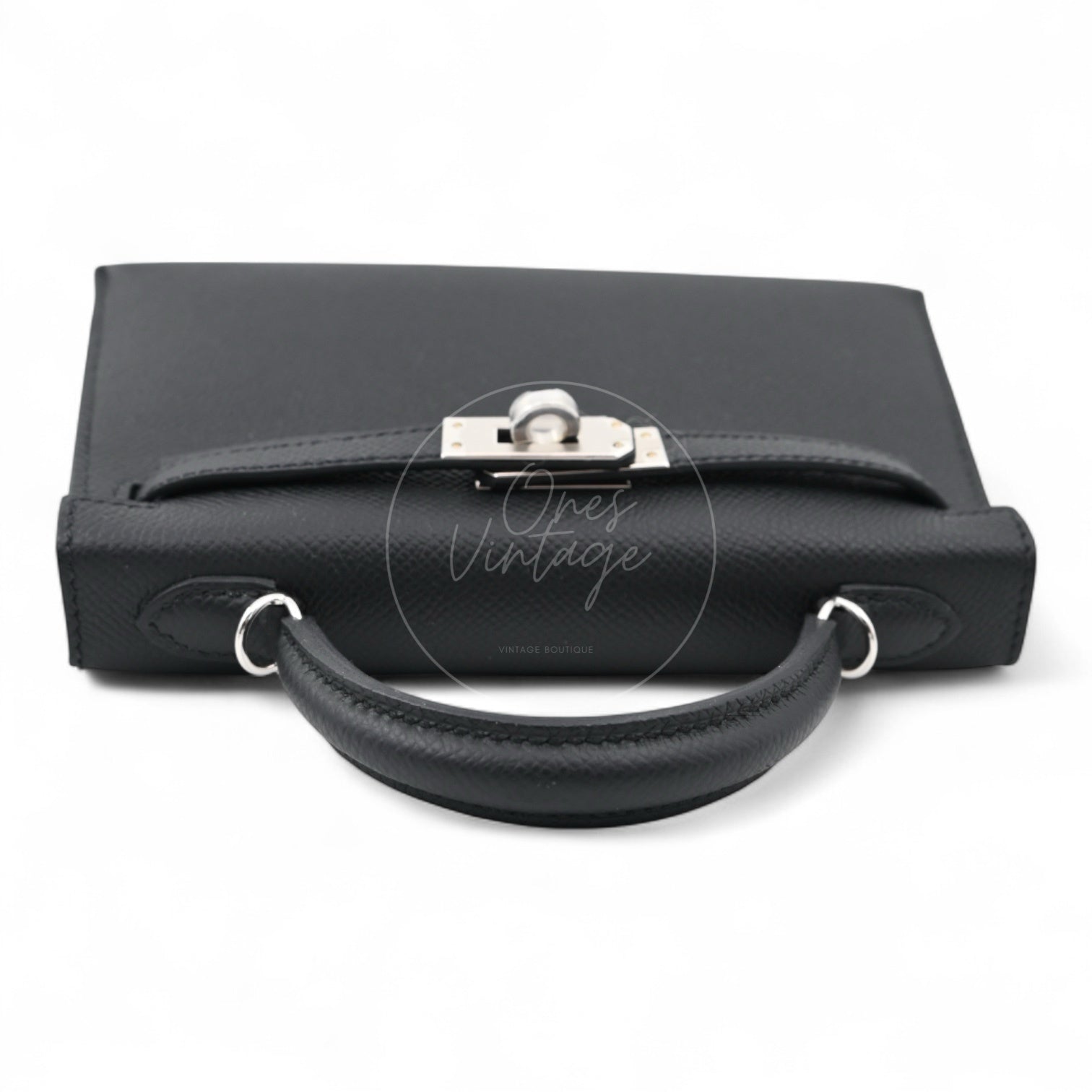 Hermes Mini Kelly Handbag PHW Black Stamp W