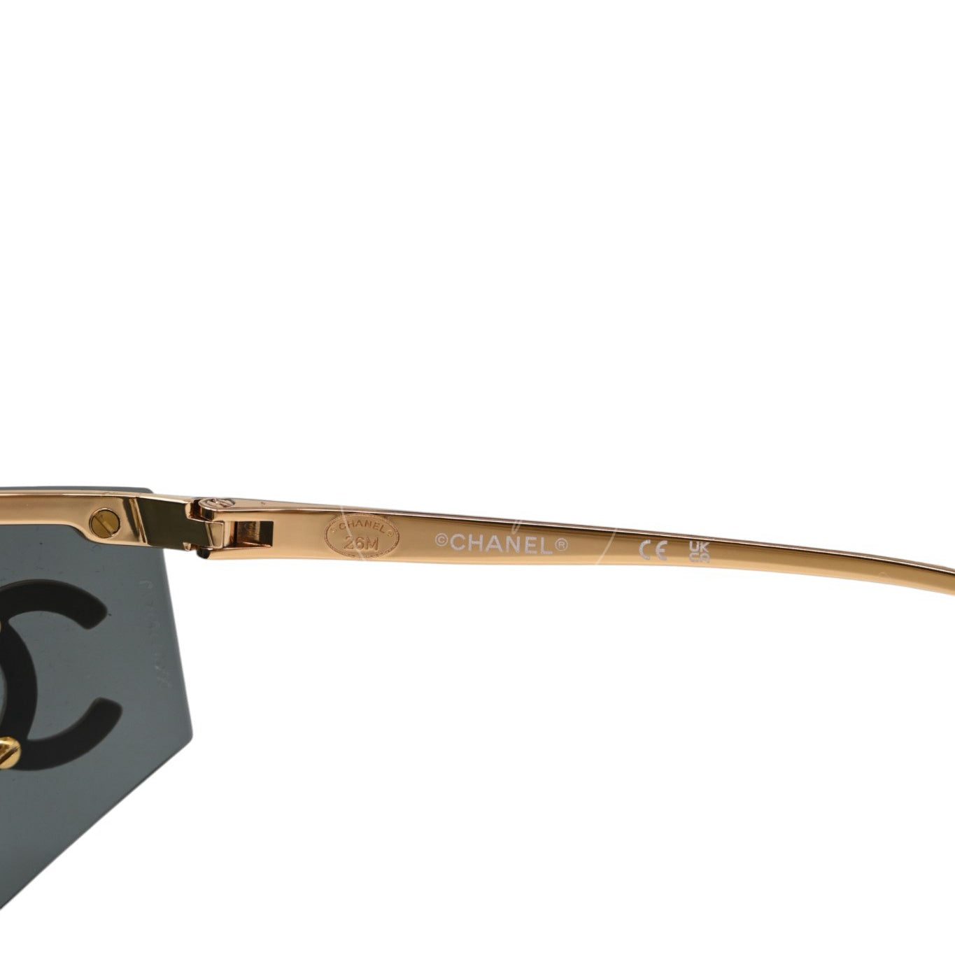 Chanel Black Sunglasses 26M Gold-Tone Metal Frame