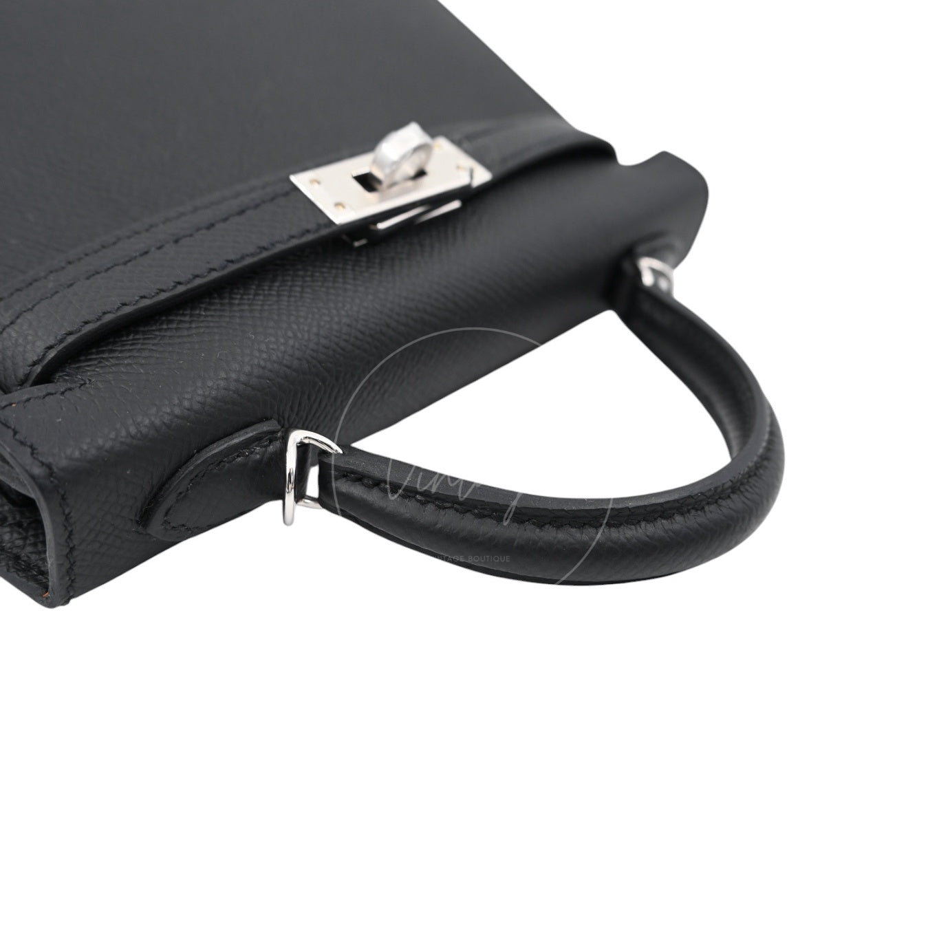 Hermes Mini Kelly Handbag PHW Black Stamp W