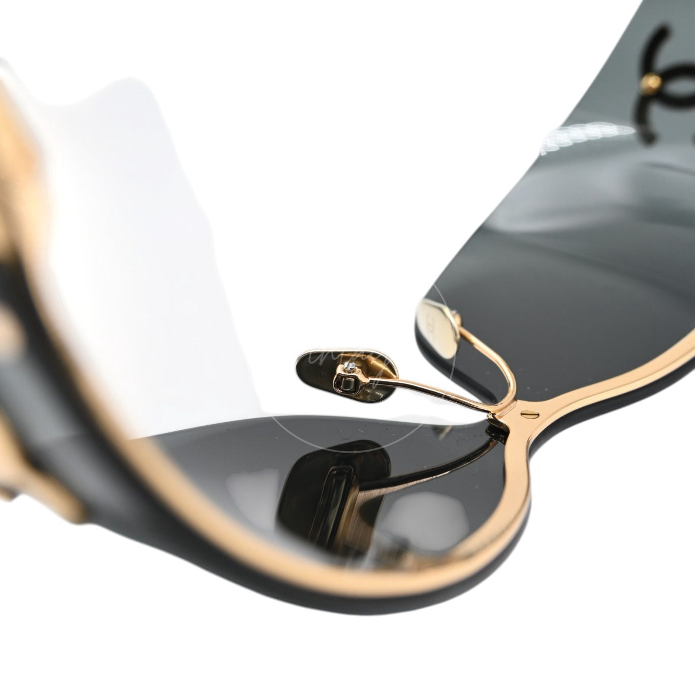 Chanel Black Sunglasses 26M Gold-Tone Metal Frame