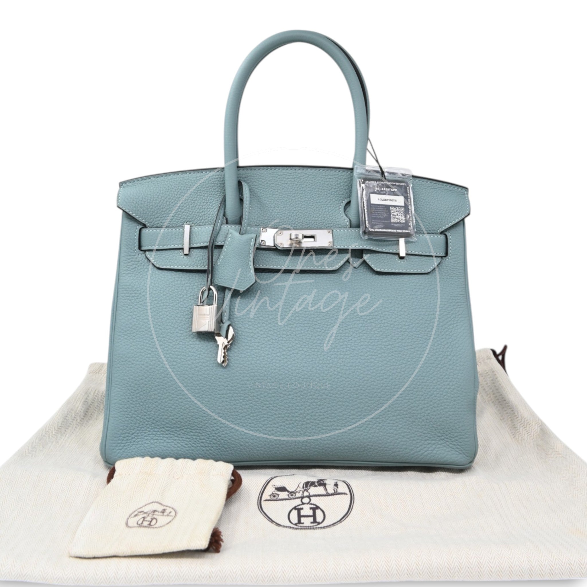 Hermes Birkin 30 Ciel Togo PHW Stamp Y