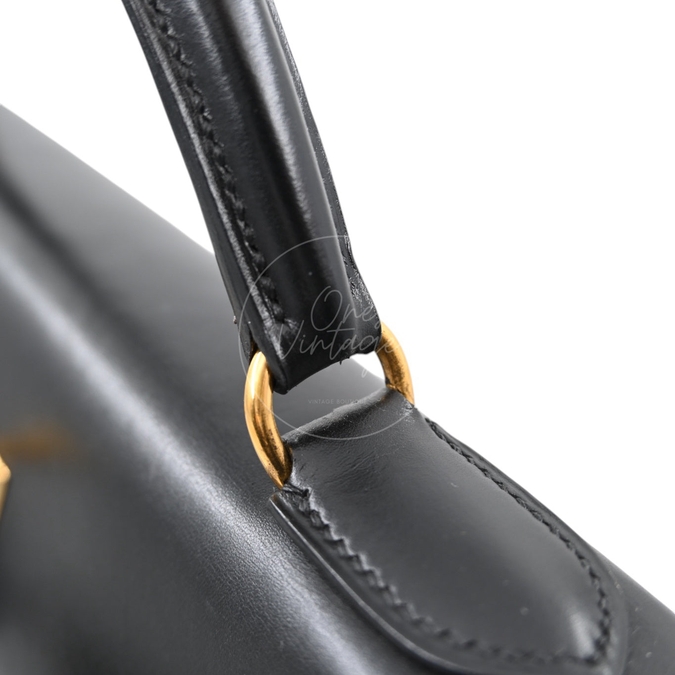 Hermes Kelly Retourne Size 32 Box Leather Handbag GHW Black Square B