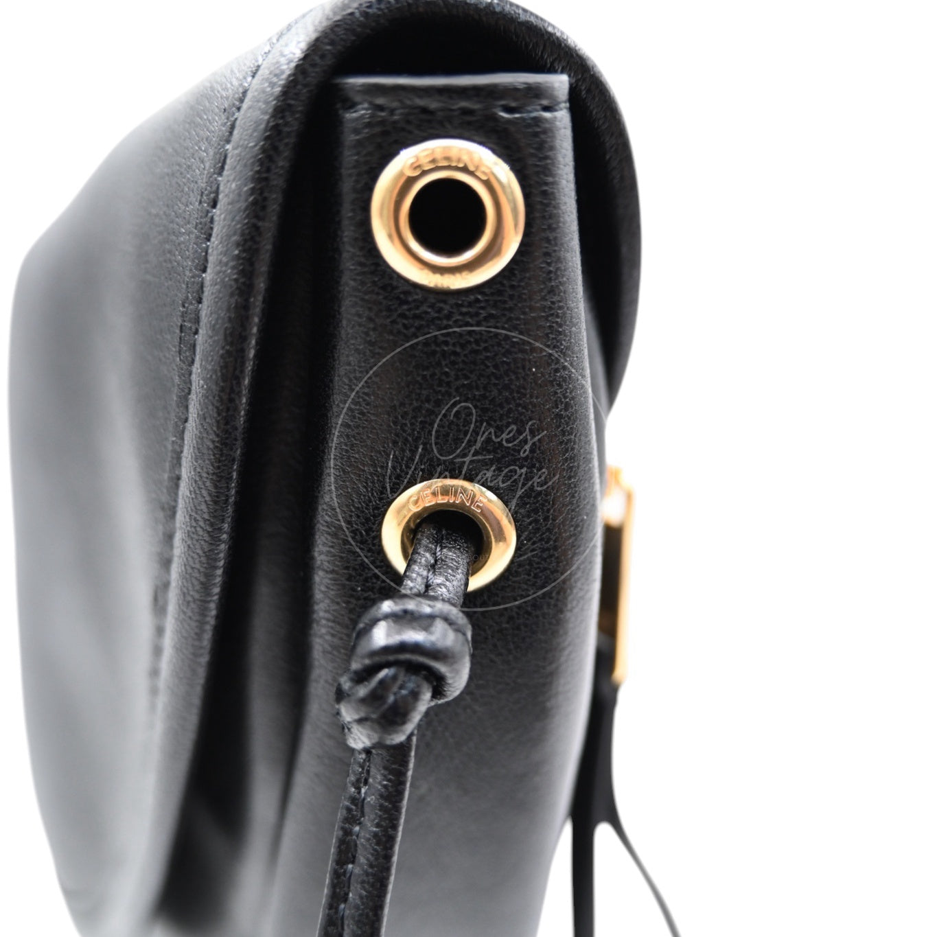 Celine Halfmoon Soft Triomphe Bag In Supple Shiny Lambskin GHW Black SLM4276