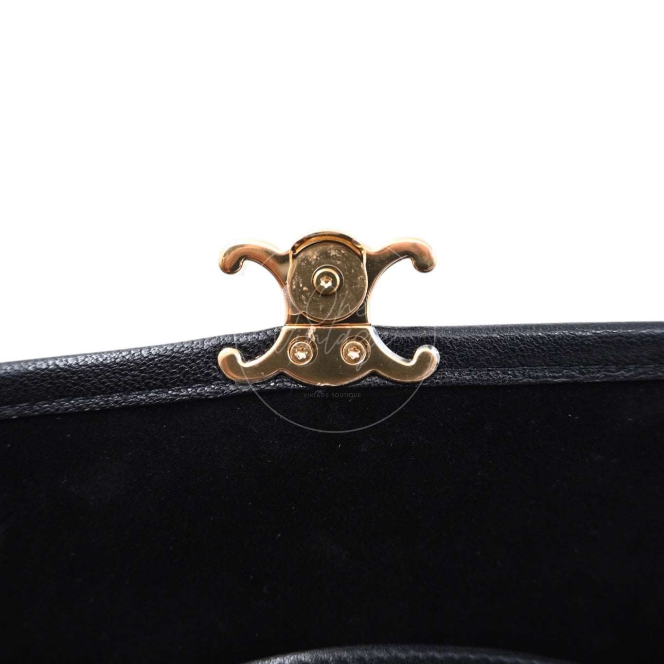 Celine Halfmoon Soft Triomphe Bag In Supple Shiny Lambskin GHW Black SLM4276