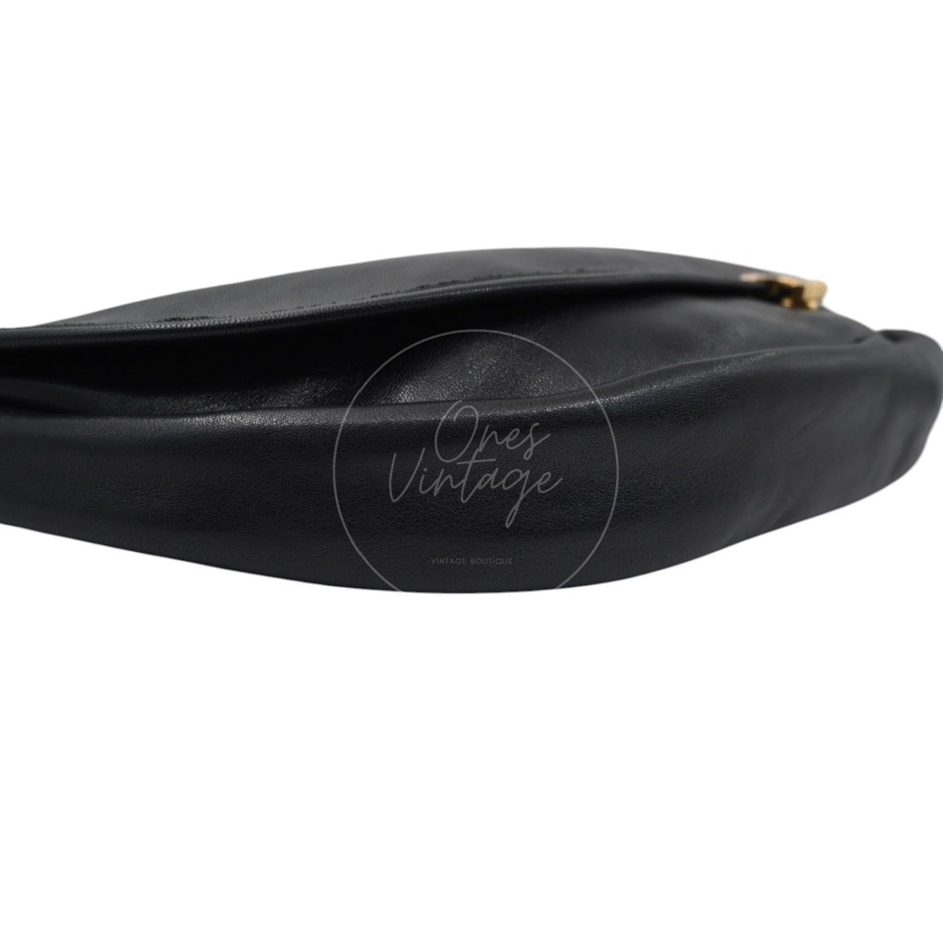 Celine Halfmoon Soft Triomphe Bag In Supple Shiny Lambskin GHW Black SLM4276