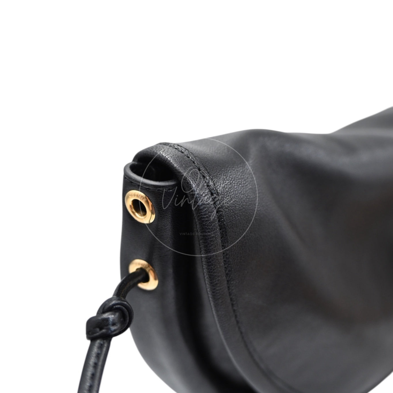 Celine Halfmoon Soft Triomphe Bag In Supple Shiny Lambskin GHW Black SLM4276