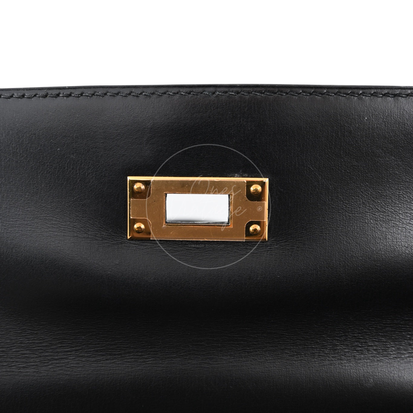 Hermes Kelly Retourne Size 32 Box Leather Handbag GHW Black Square B
