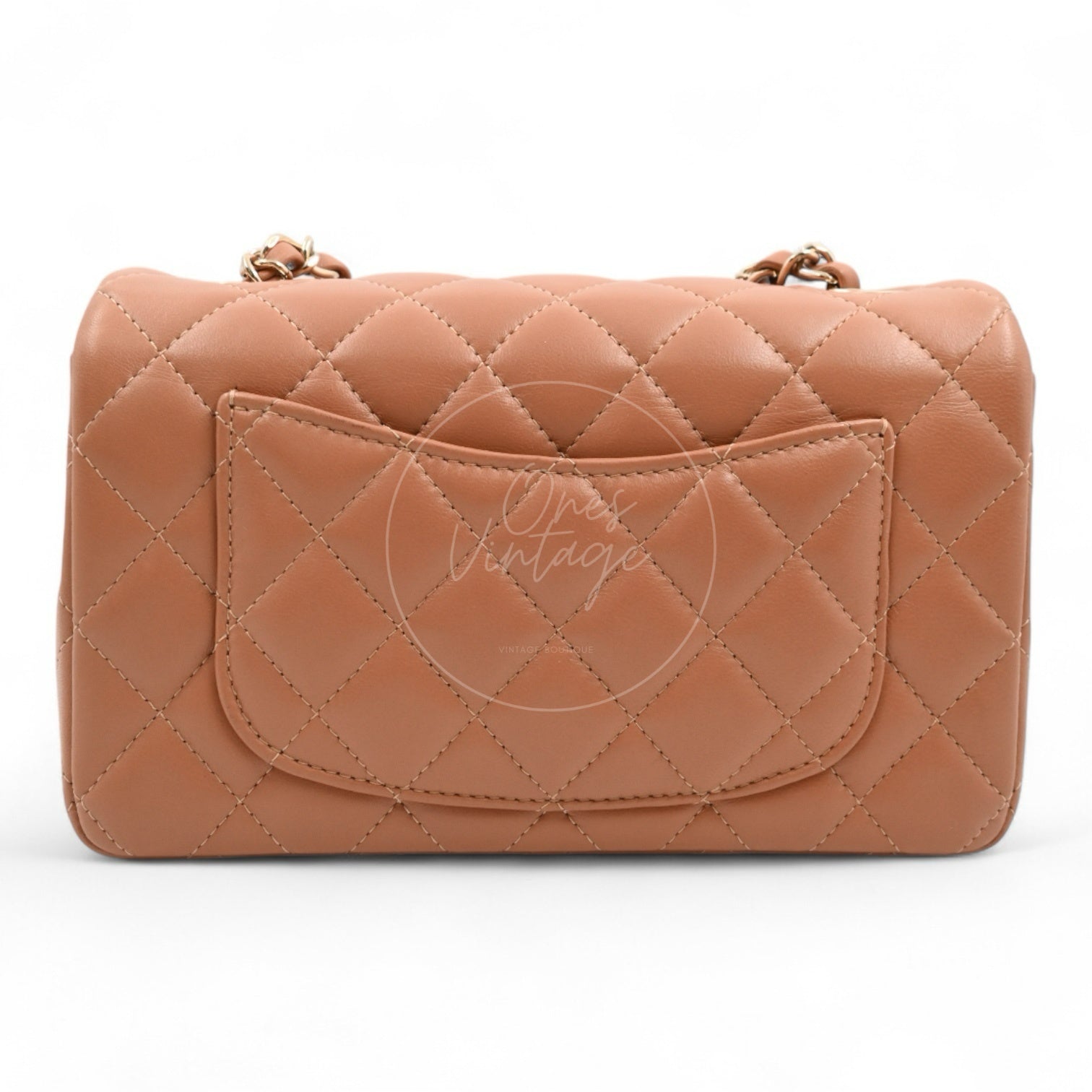 Chanel 21P Caramel Rectangular Lambskin Leather Mini Flap Bag