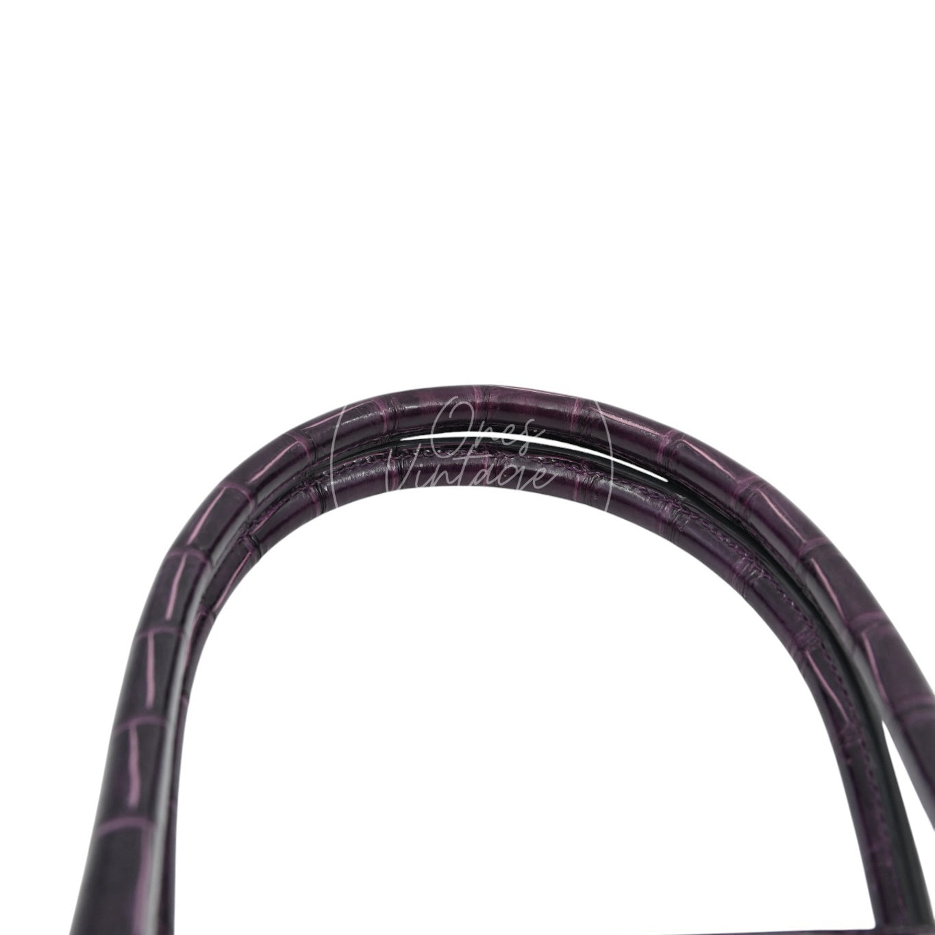 Hermes Shoulder Birkin Cassie Shiny Porosus Croco PHW Purple Stamp O