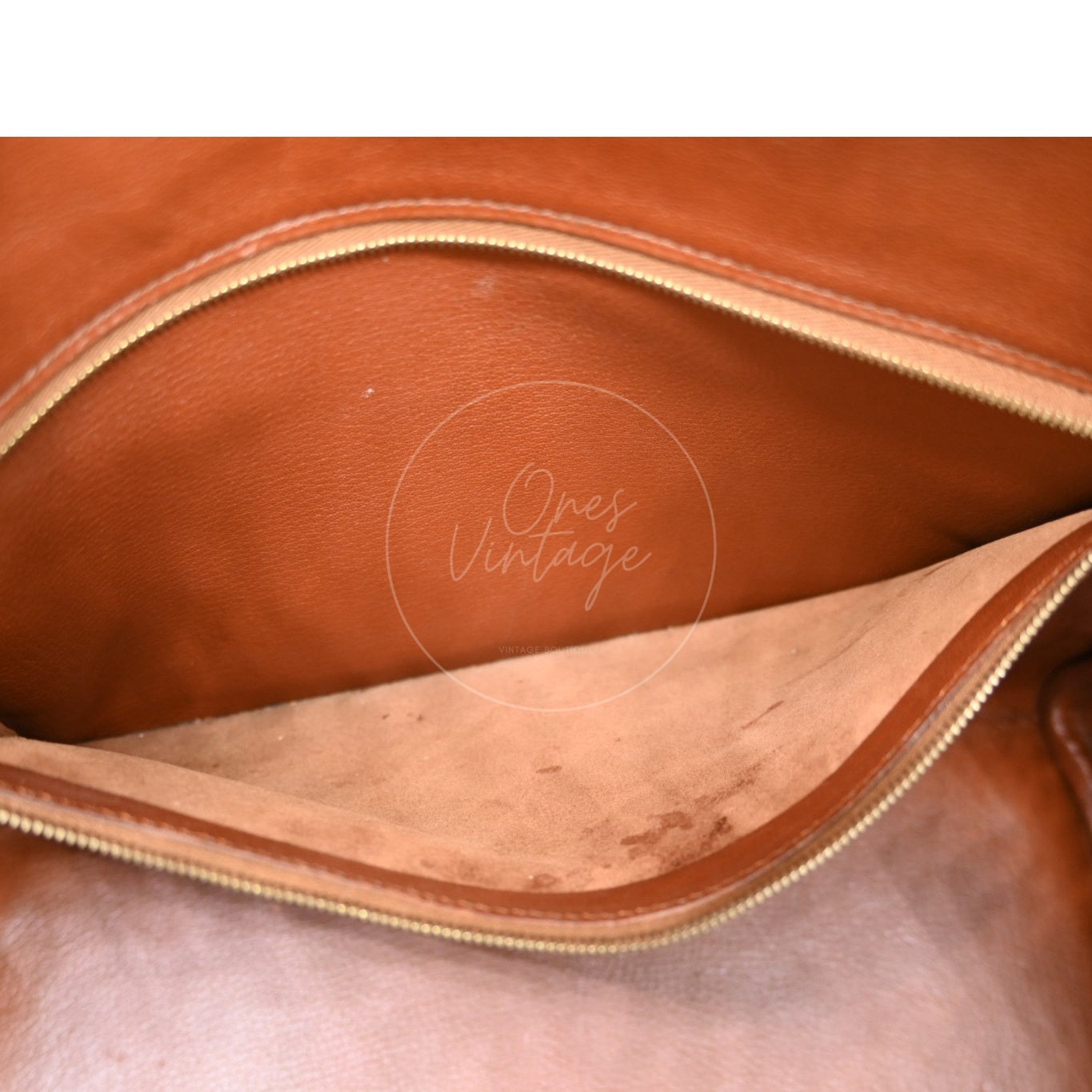 Hermès Haut à Courroies 32 in Fauve Barenia leather and beige toile with gold-tone hardware, Circle X stamp, interior slip pocket and leather lining
