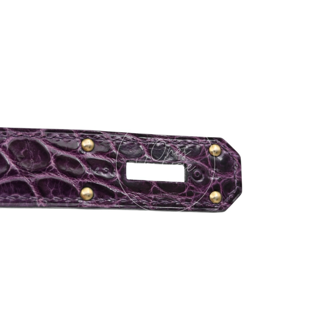 Hermes Shoulder Birkin Cassie Shiny Porosus Croco PHW Purple Stamp O