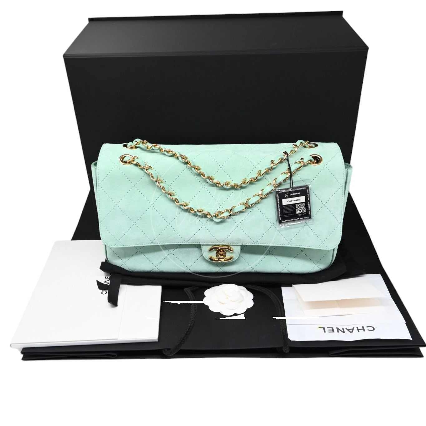Chanel Green Suede Maxi 32cm GHW Sereis HT