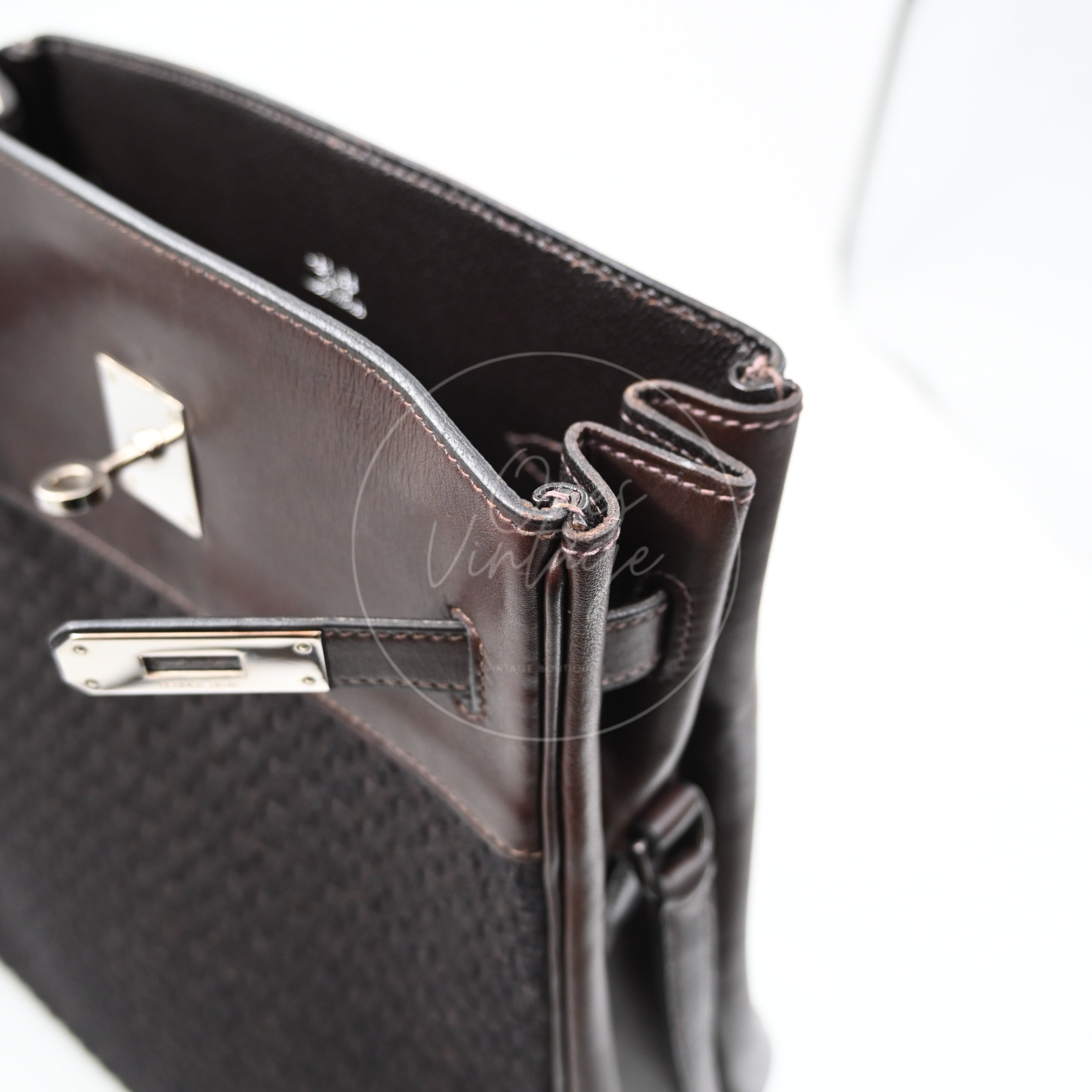 Hermes Kelly Sport 24 Swift and Wool Toresage PHW Brown Square E
