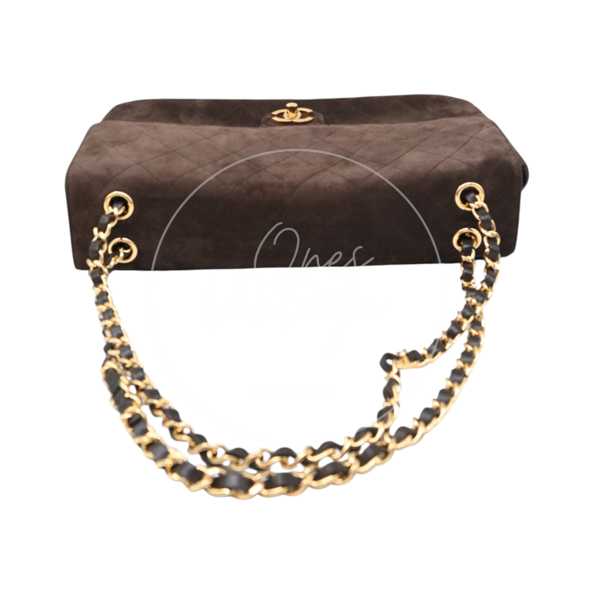 Chanel Maxi Flap Bag 32cm Suede GHW Dark Brown Series NU