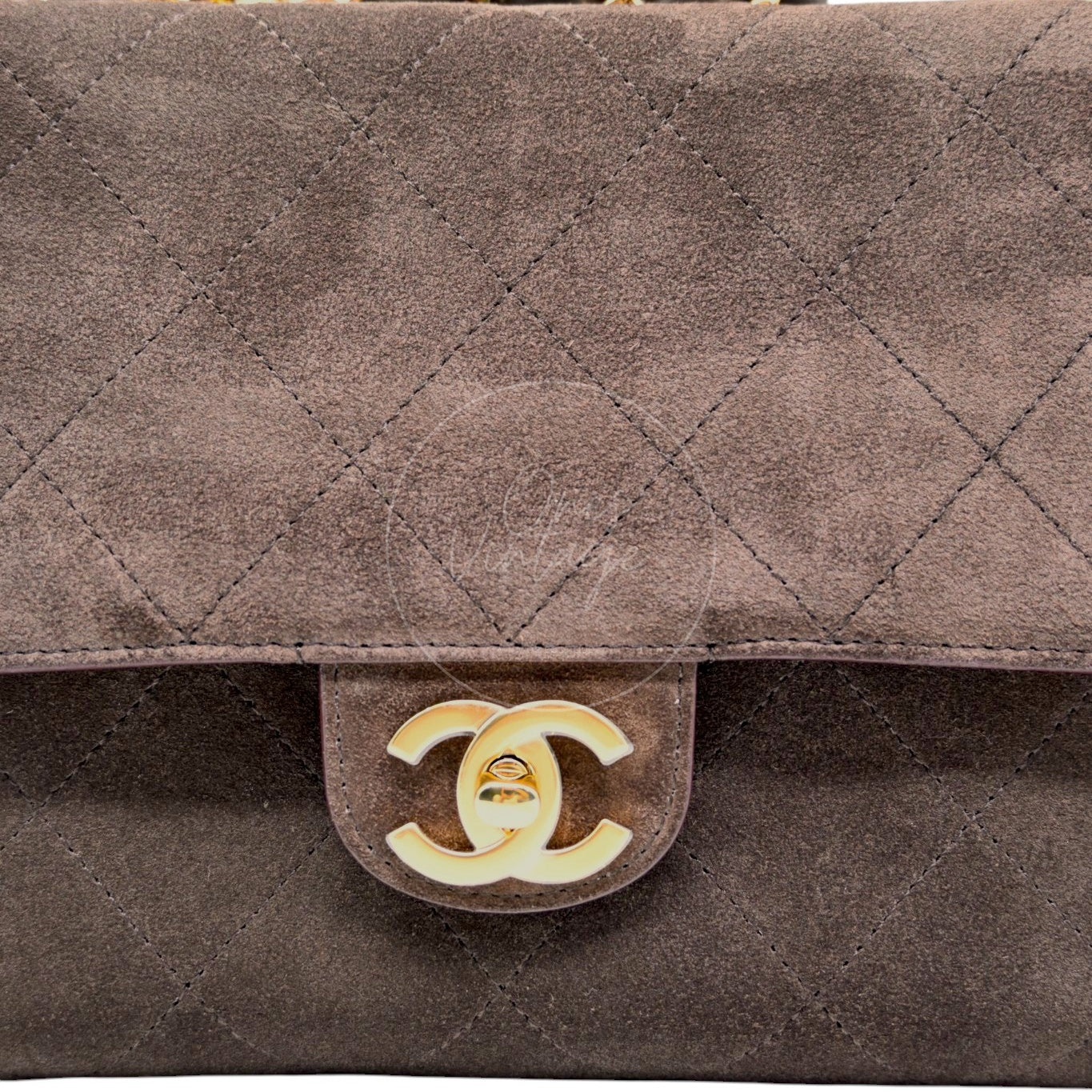 Chanel Maxi Flap Bag 32cm Suede GHW Dark Brown Series NU