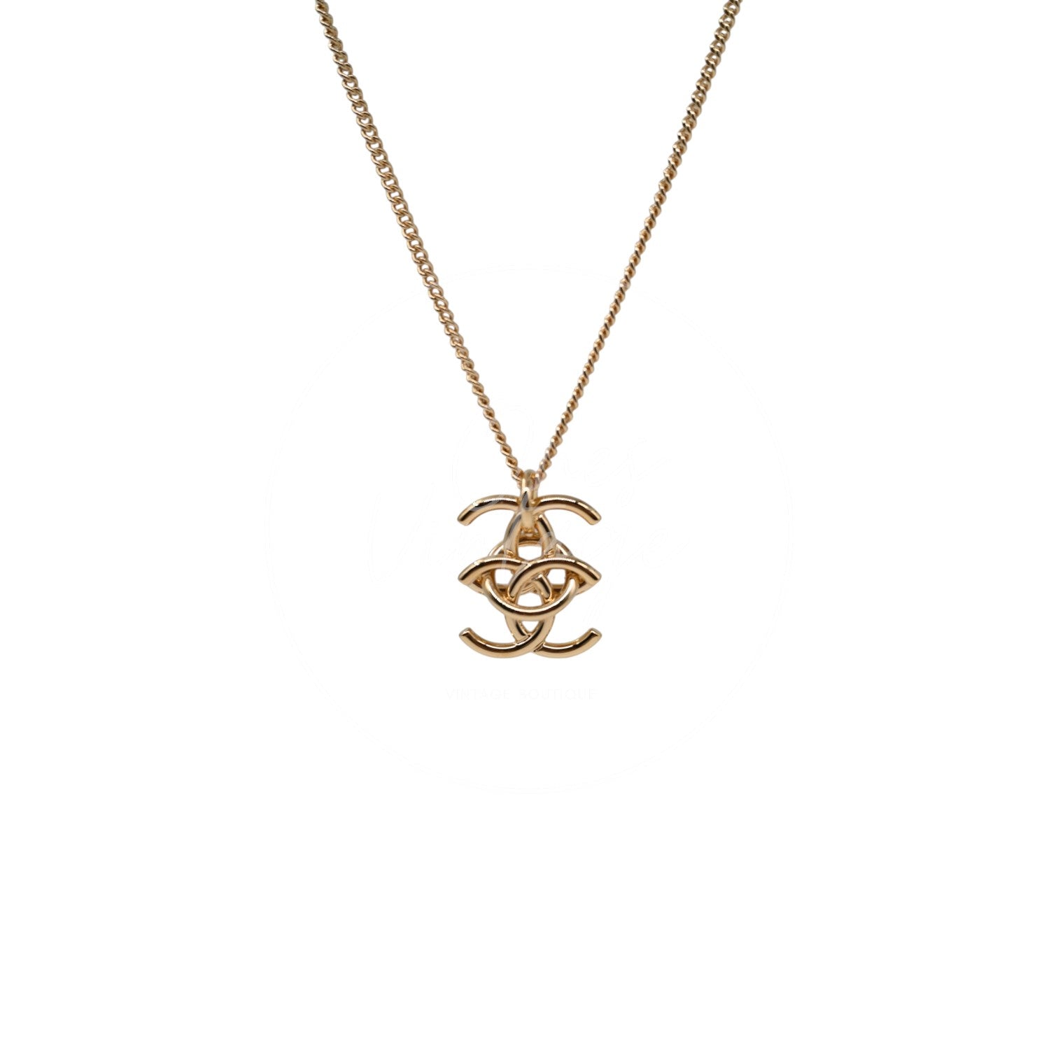 Chanel Interlocking CC Pendant Necklace GHW Gold 26A