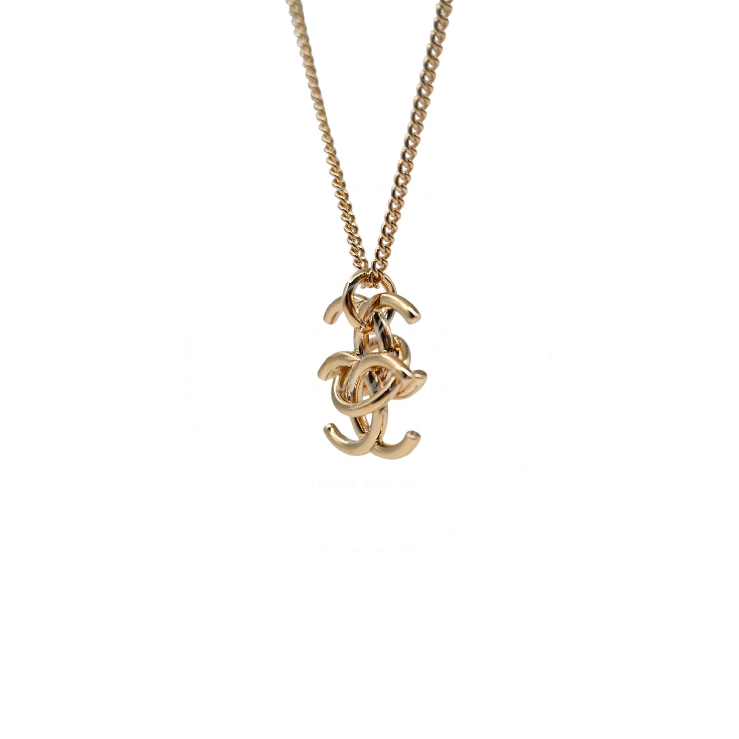 Chanel Interlocking CC Pendant Necklace GHW Gold 26A