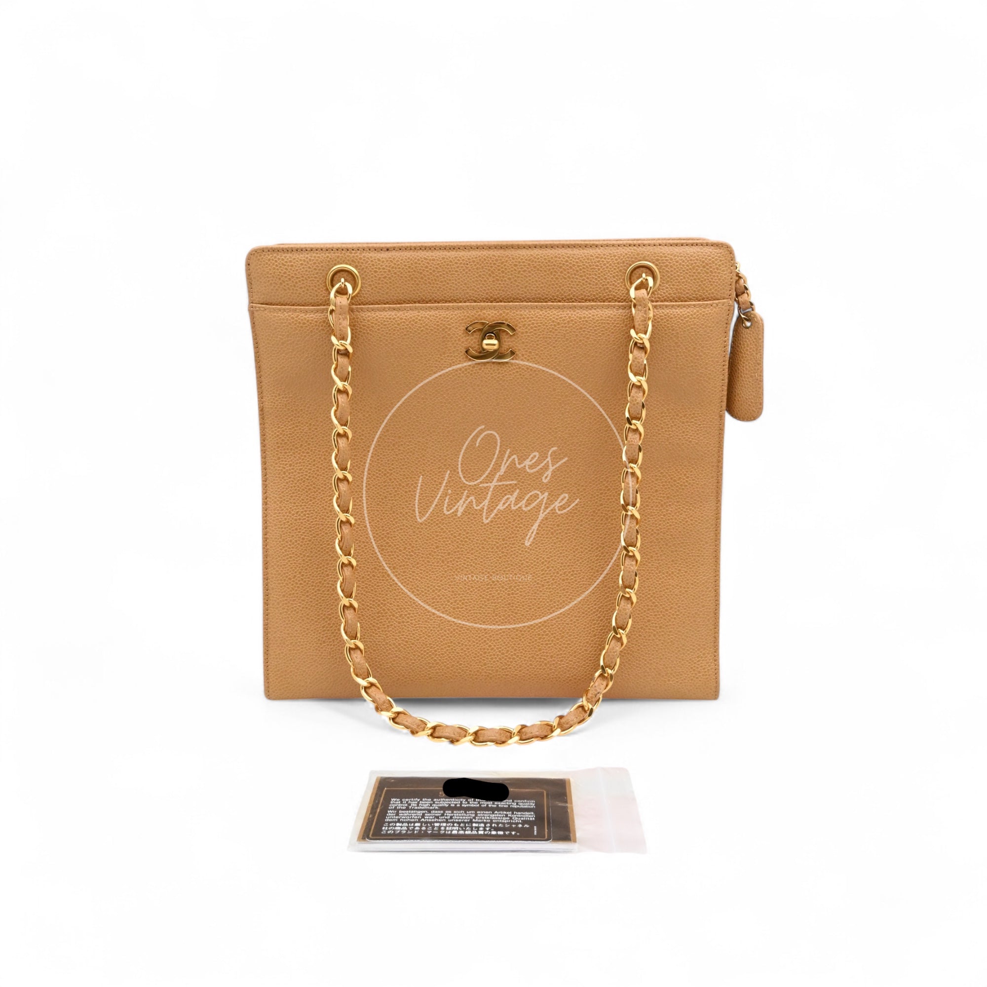 Chanel Beige Caviar Tote Bag GHW Gold Series 5