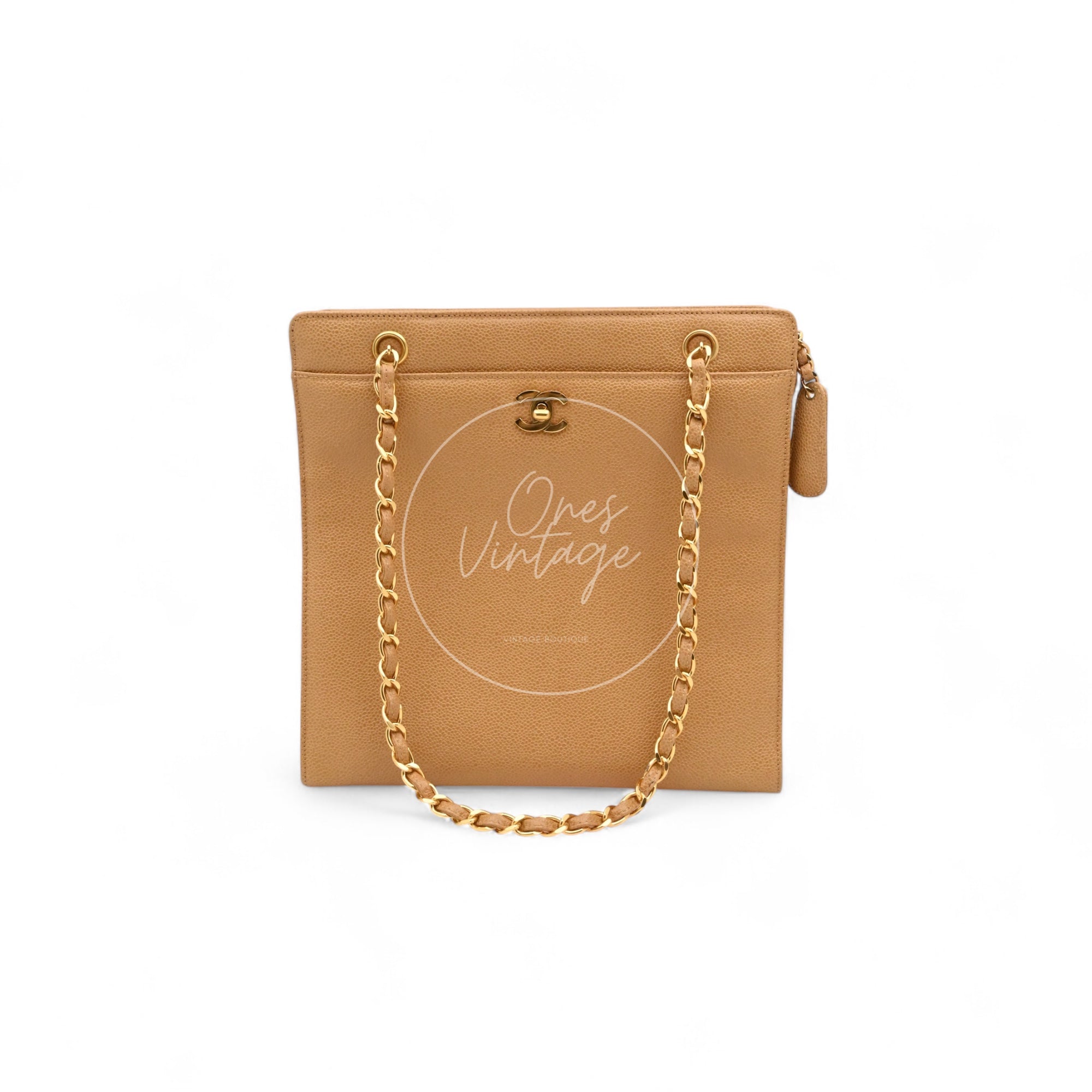 Chanel Beige Caviar Tote Bag GHW Gold Series 5