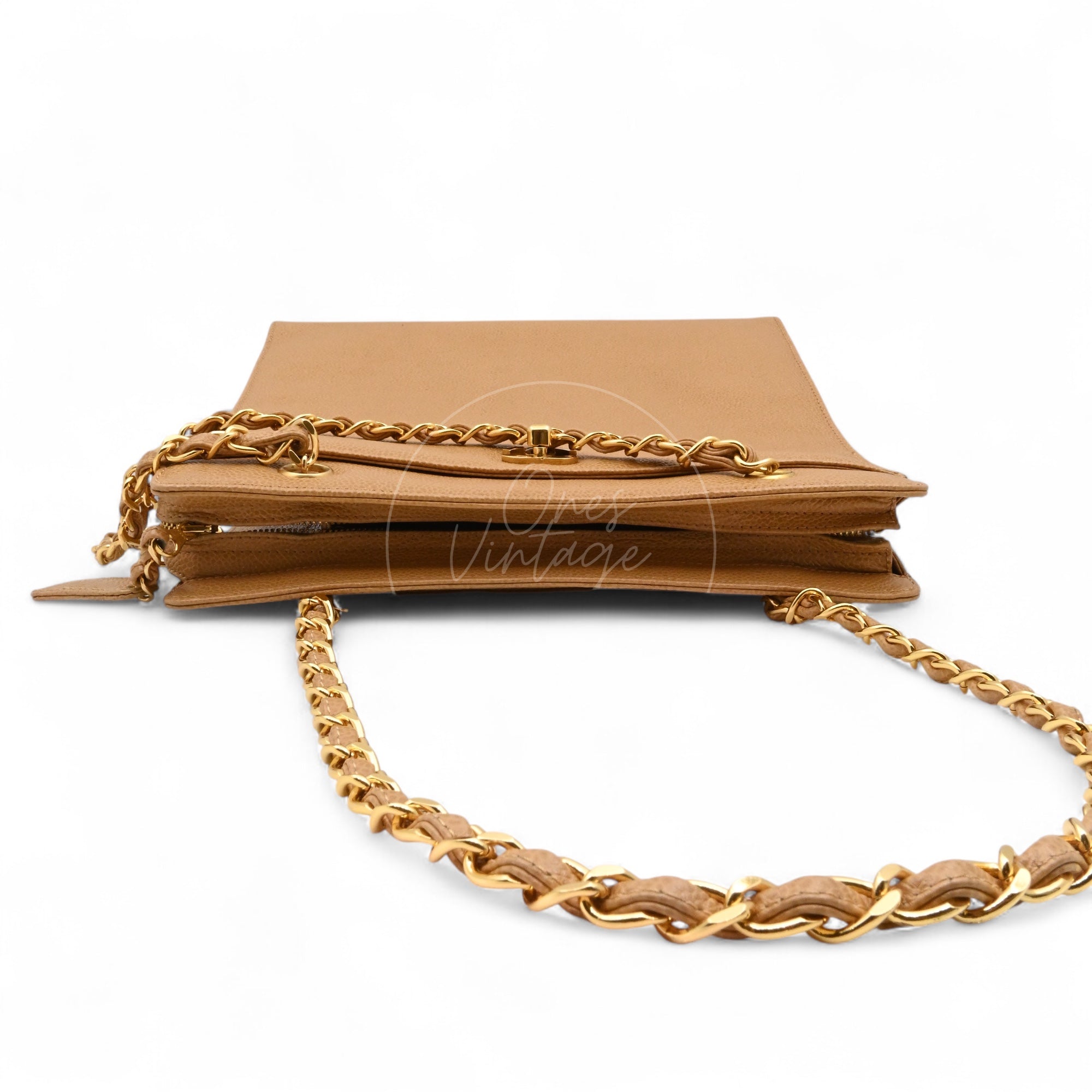 Chanel Beige Caviar Tote Bag GHW Gold Series 5