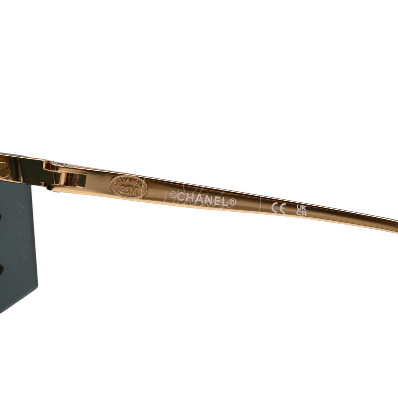 Chanel Sunglasses Gold-Tone Metal Frame Black Gold 26M