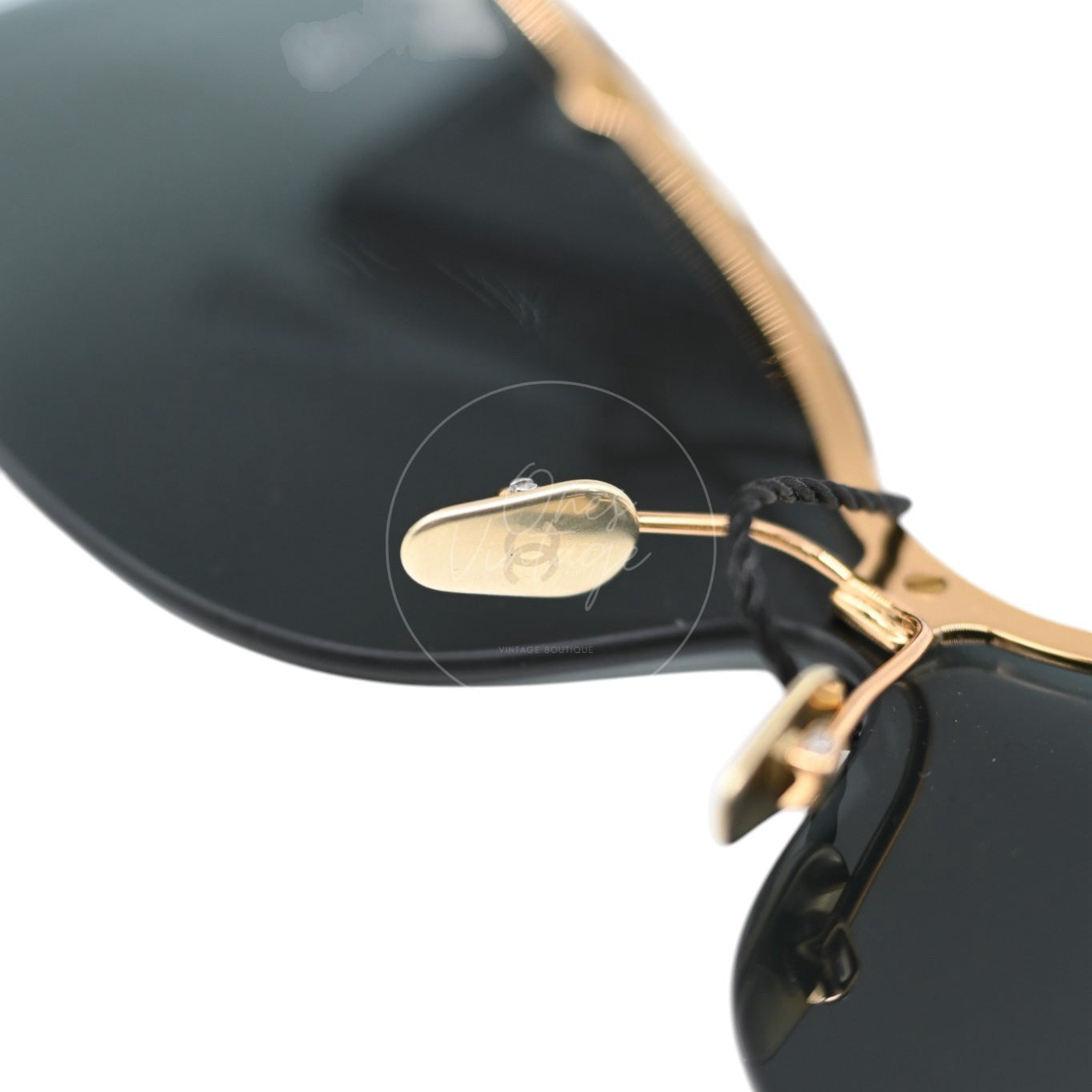 Chanel Sunglasses Gold-Tone Metal Frame Black Gold 26M