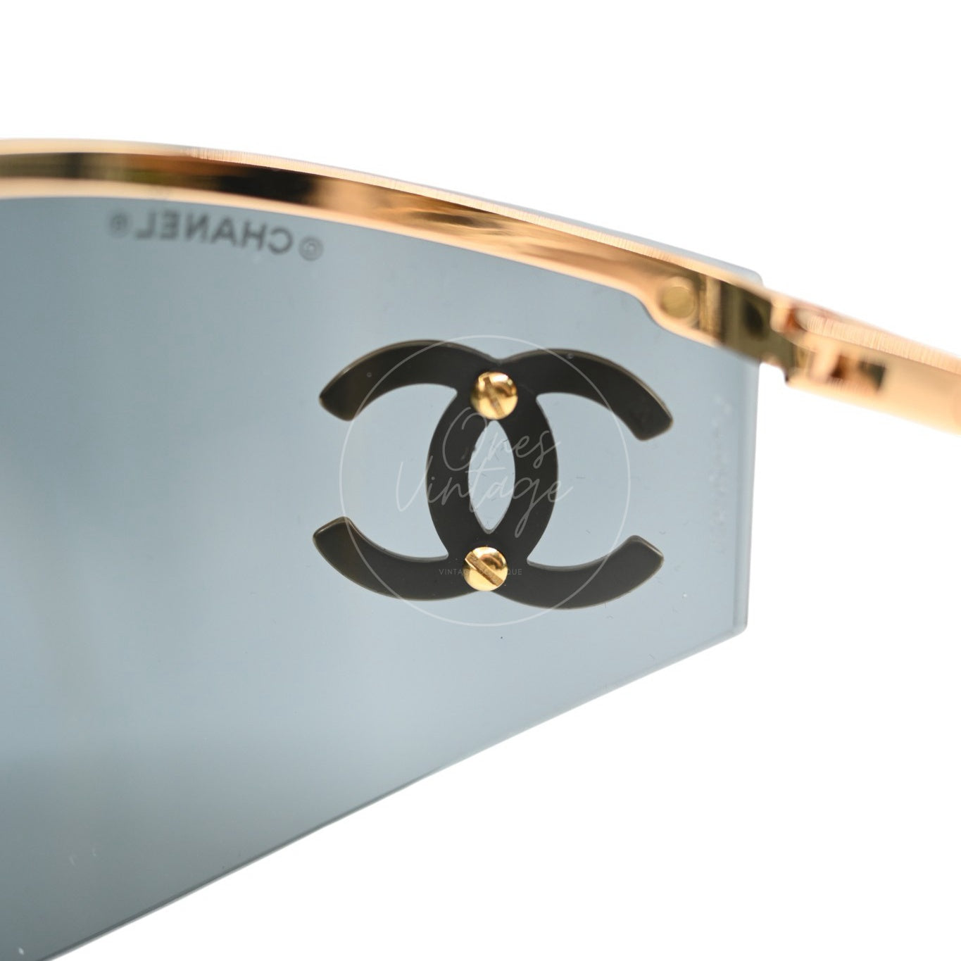 Chanel Sunglasses Gold-Tone Metal Frame Black Gold 26M